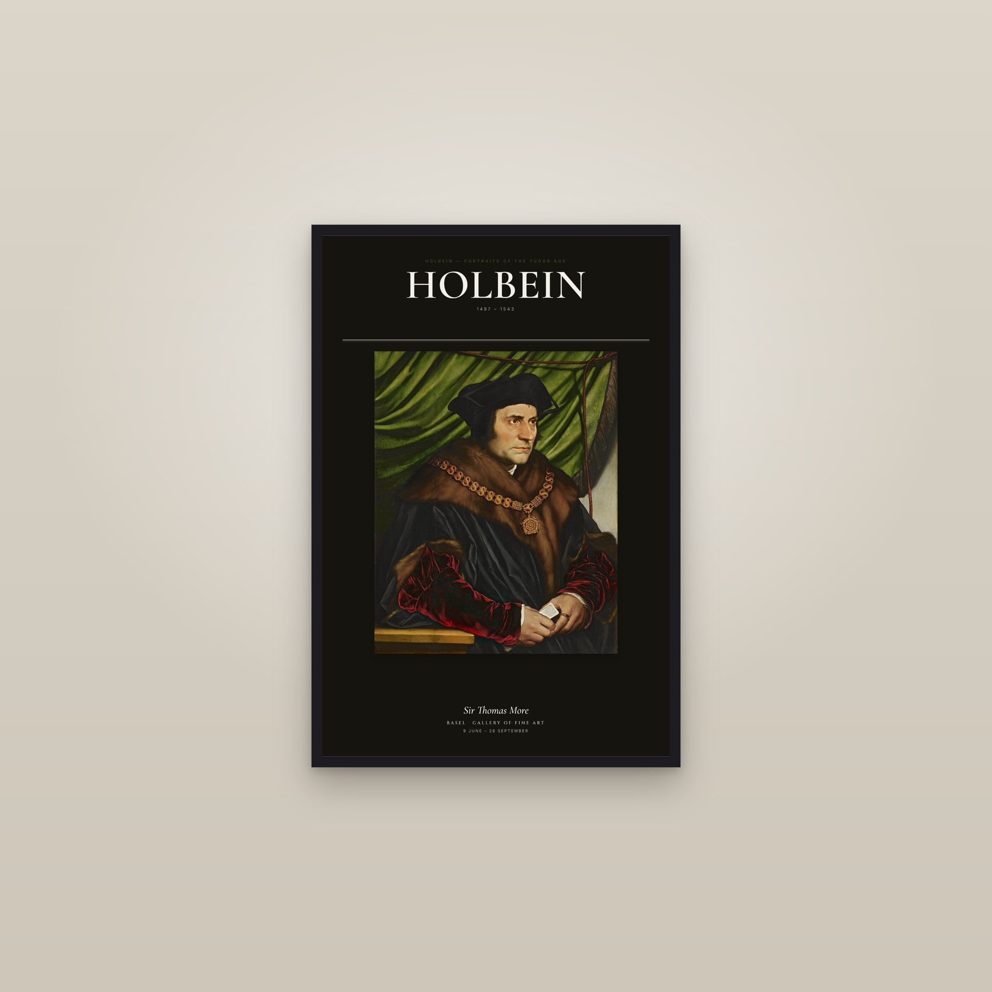 Sir Thomas More — Exhibition Poster — framed in a gallery setting