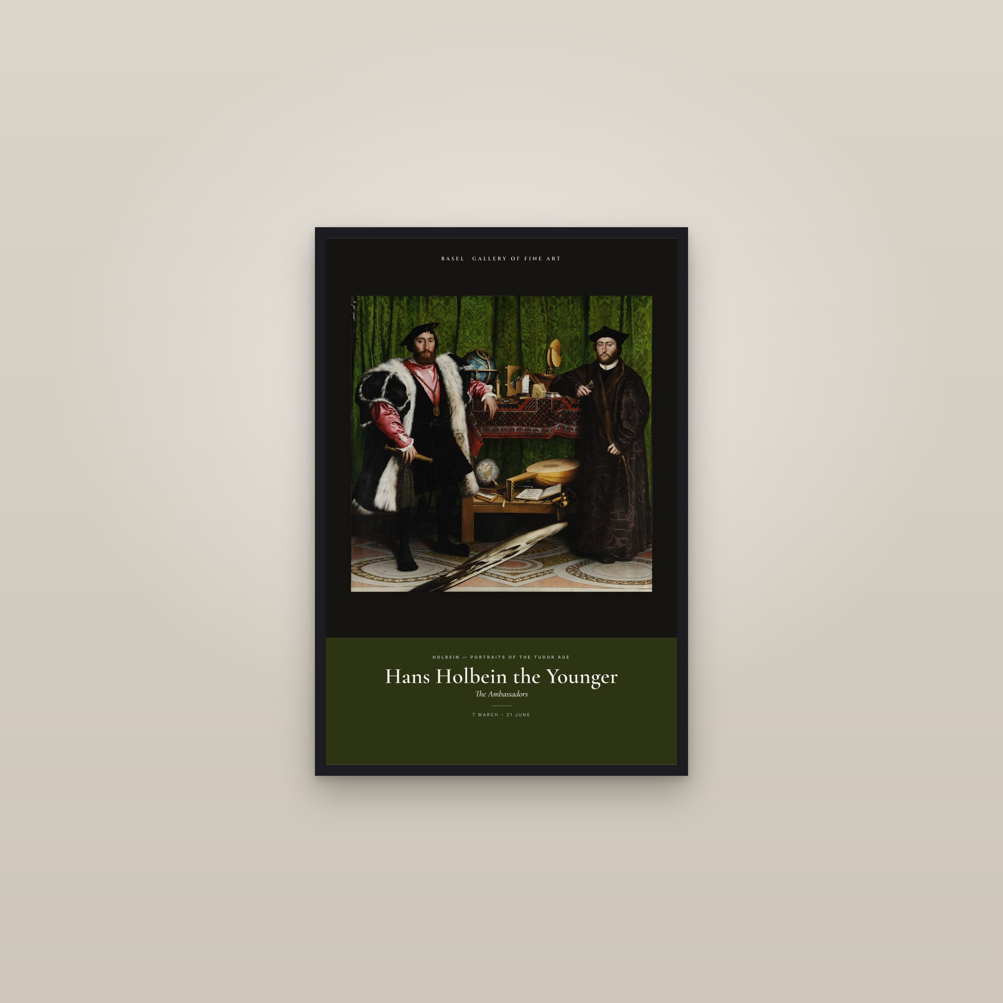 The Ambassadors — Exhibition Poster — framed in a gallery setting