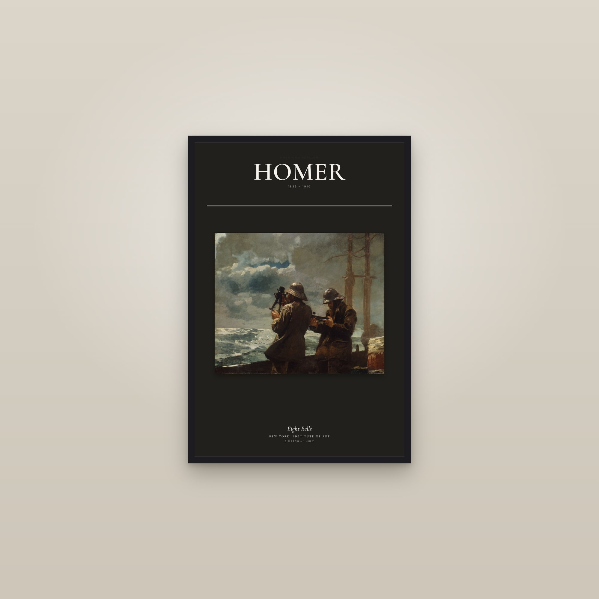 Eight Bells — Exhibition Poster — framed in a gallery setting