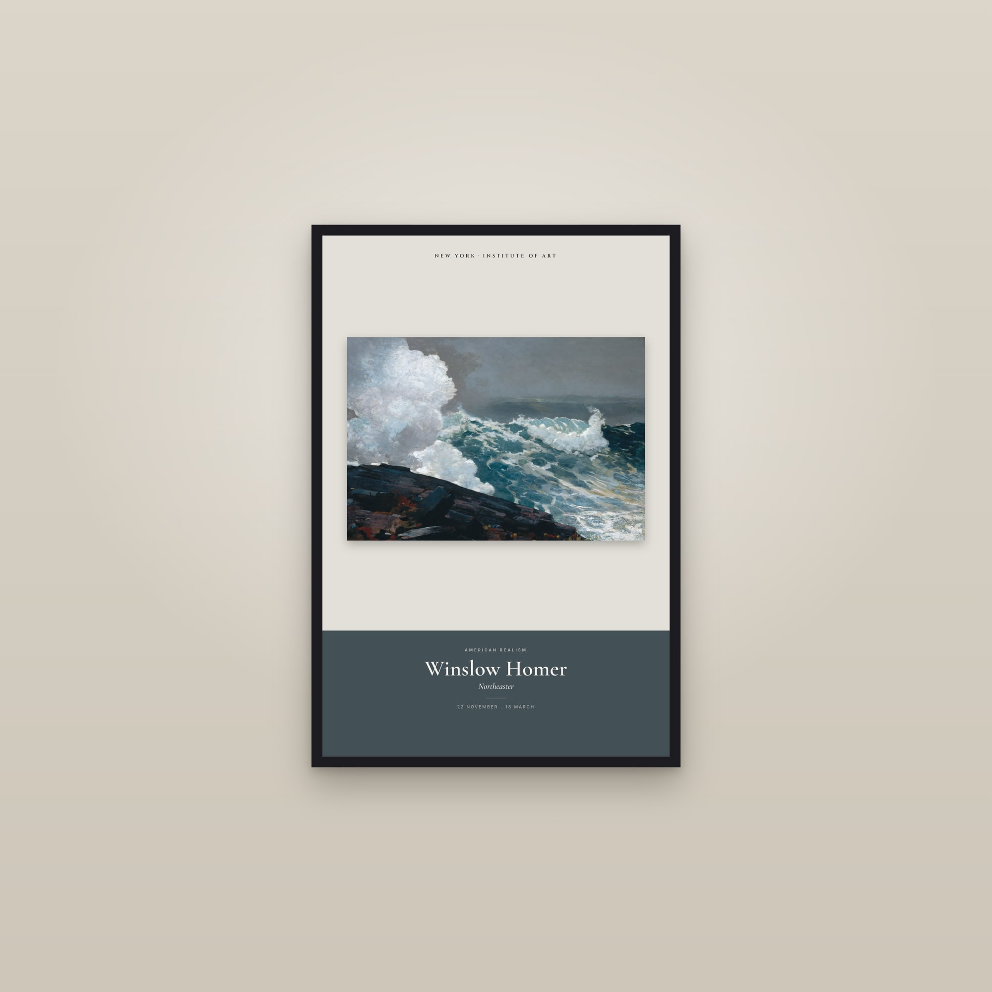Northeaster — Exhibition Poster — framed in a gallery setting