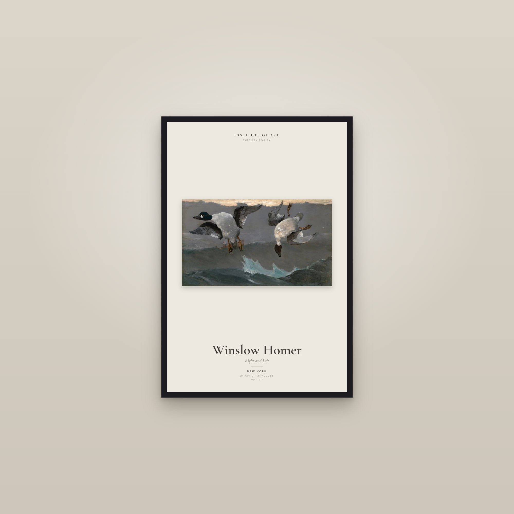 Right and Left — Exhibition Poster — framed in a gallery setting