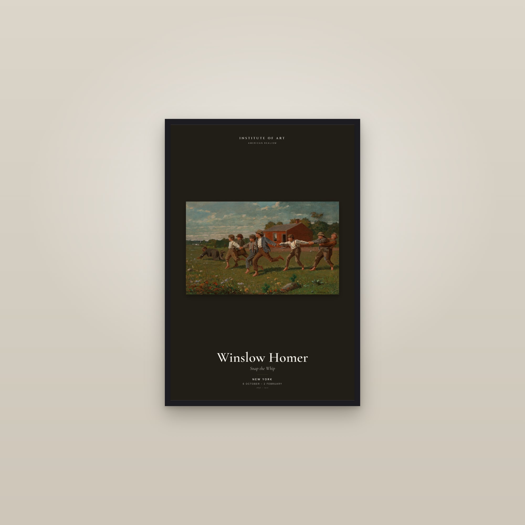 Snap the Whip — Exhibition Poster — framed in a gallery setting