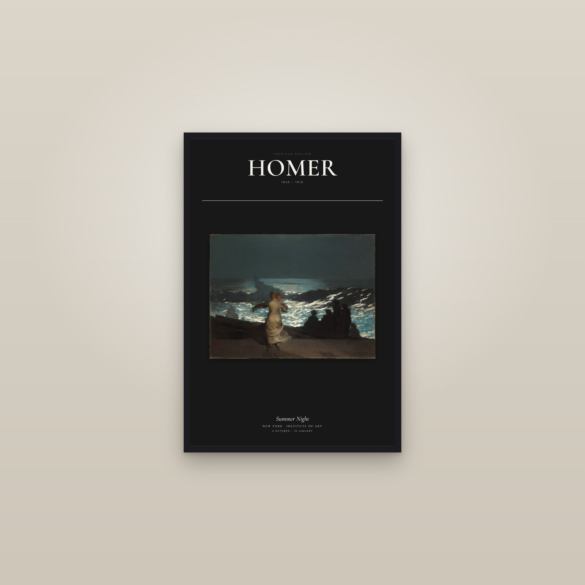 Summer Night — Exhibition Poster — framed in a gallery setting