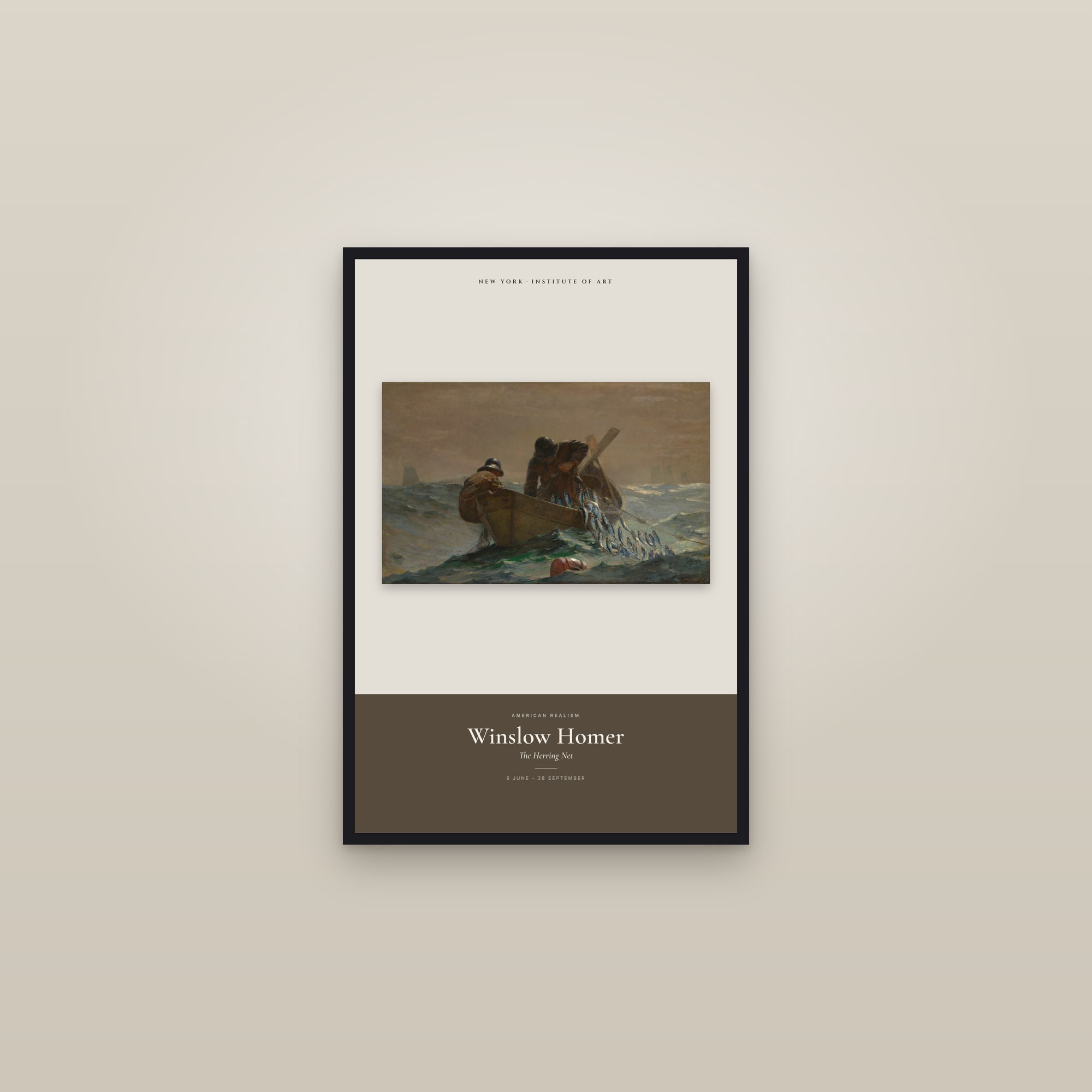 The Herring Net — Exhibition Poster — framed in a gallery setting
