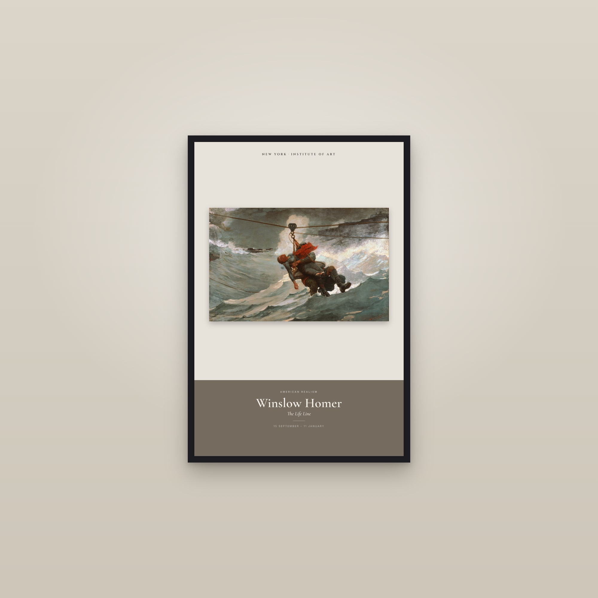 The Life Line — Exhibition Poster — framed in a gallery setting