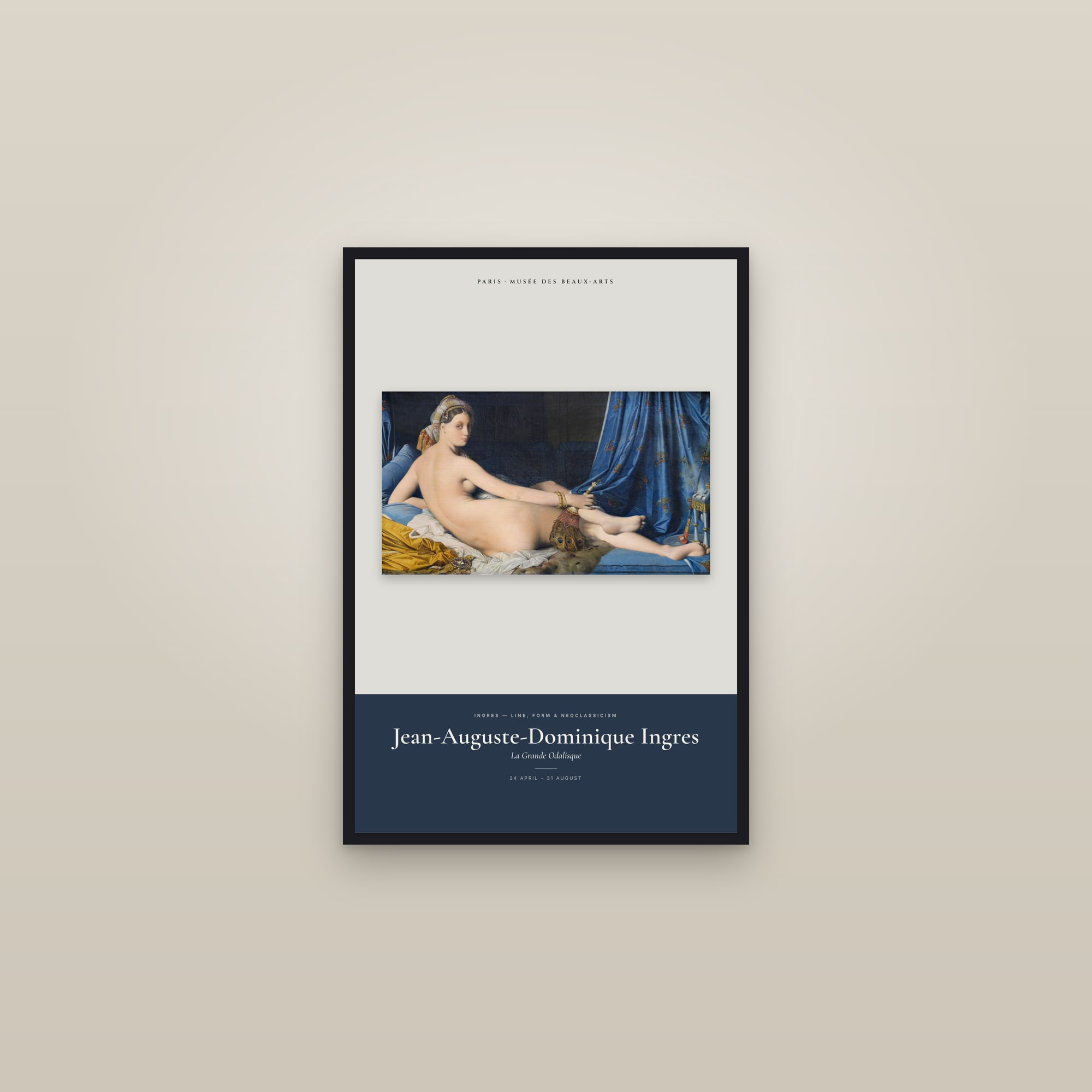 La Grande Odalisque — Exhibition Poster — framed in a gallery setting