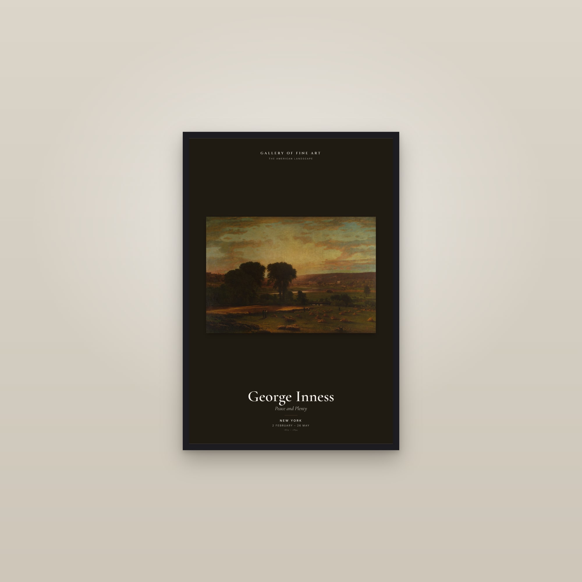 Peace and Plenty — Exhibition Poster — framed in a gallery setting