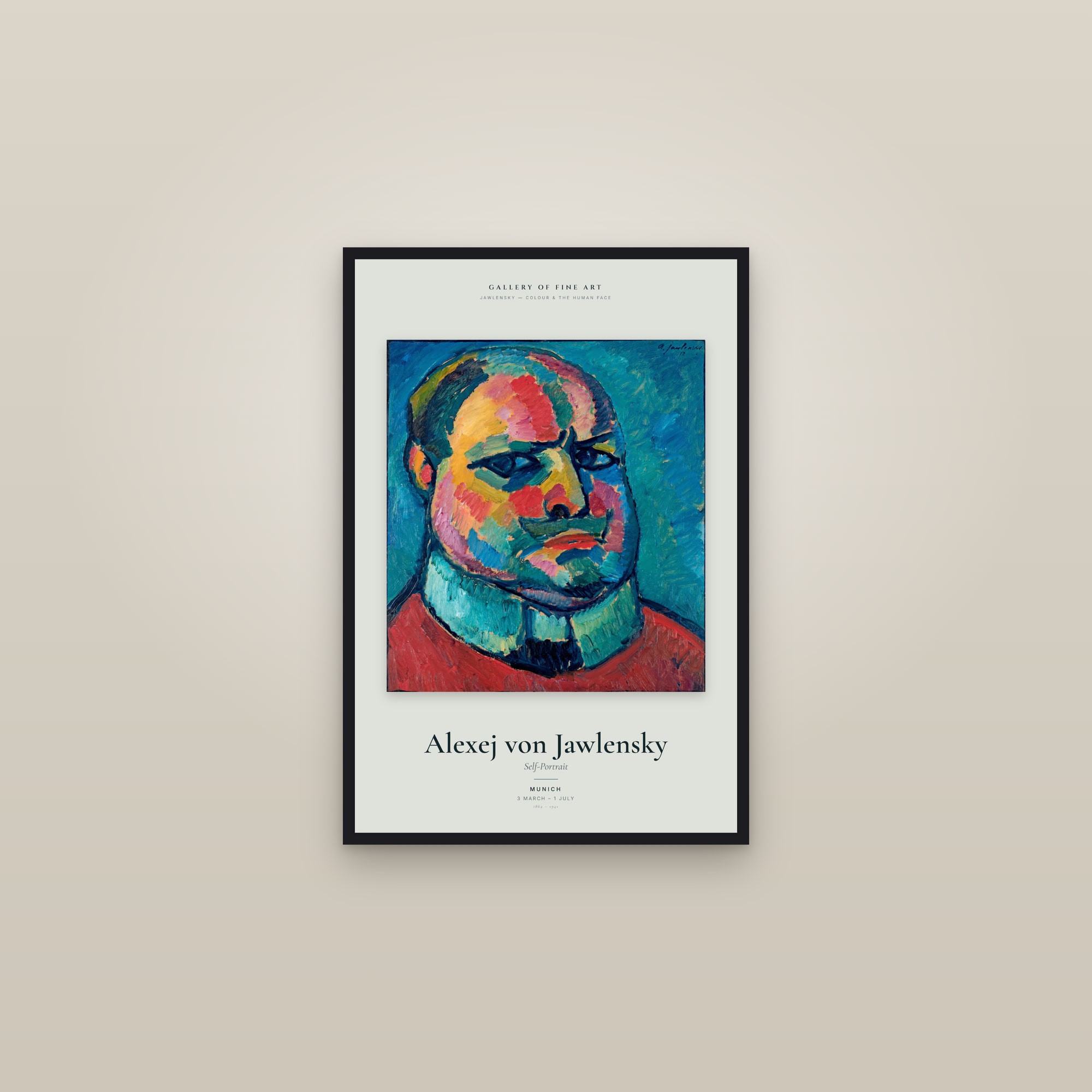 Self-Portrait (Jawlensky) — Exhibition Poster — framed in a gallery setting