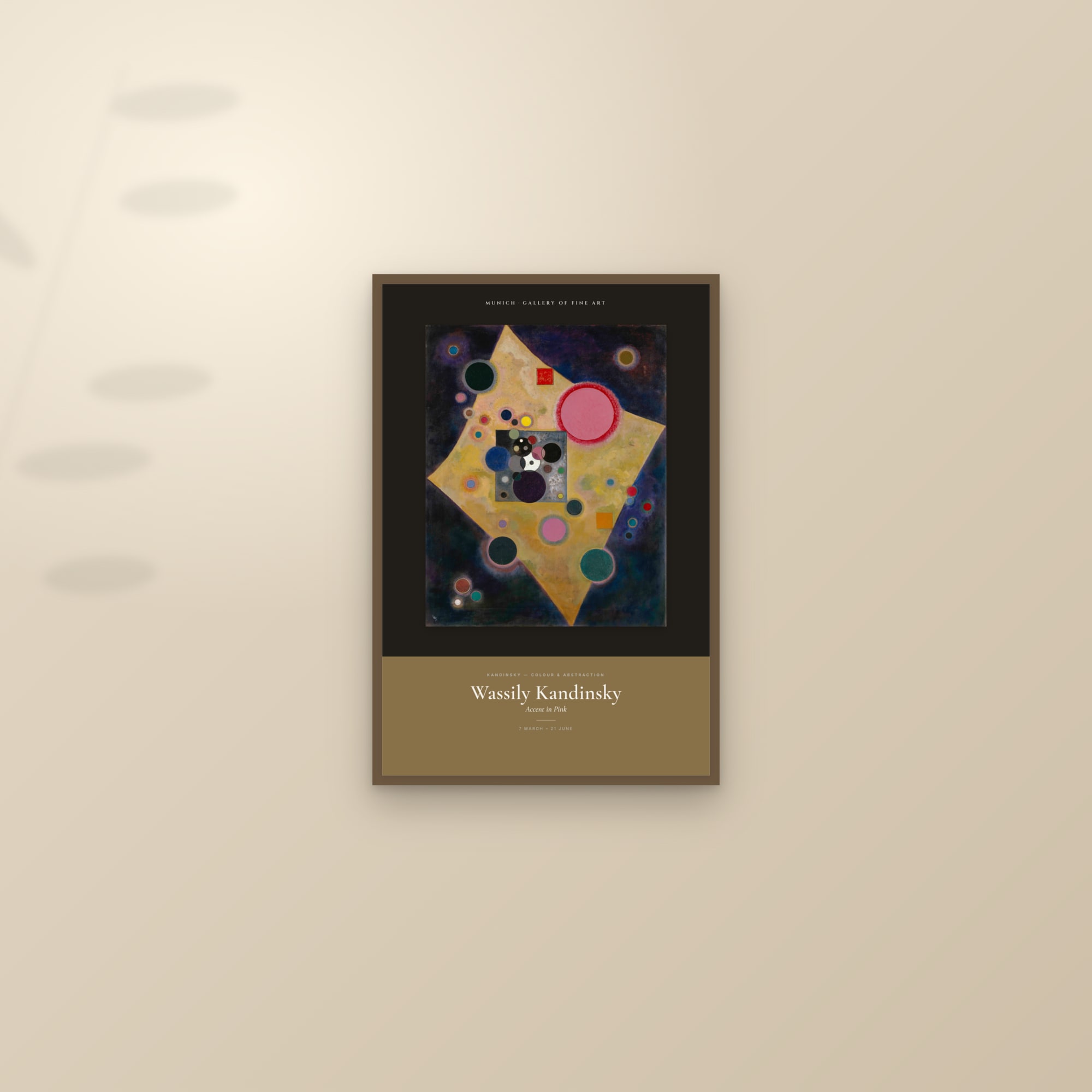 Accent in Pink — Exhibition Poster — framed and styled on a sunlit wall