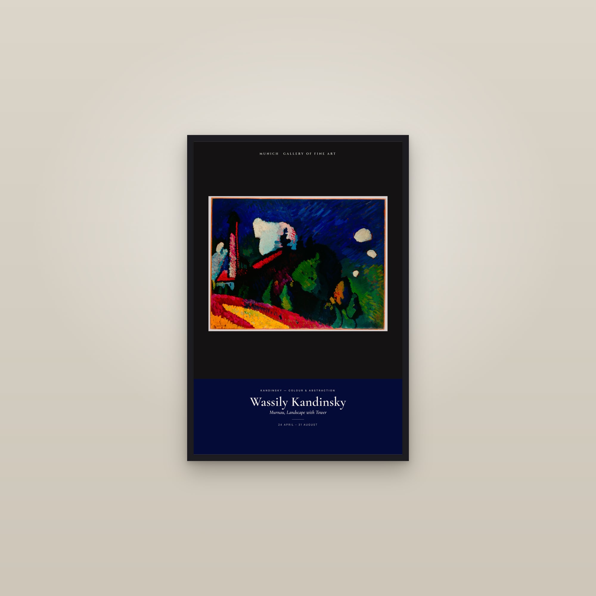 Murnau, Landscape with Tower — Exhibition Poster — framed in a gallery setting