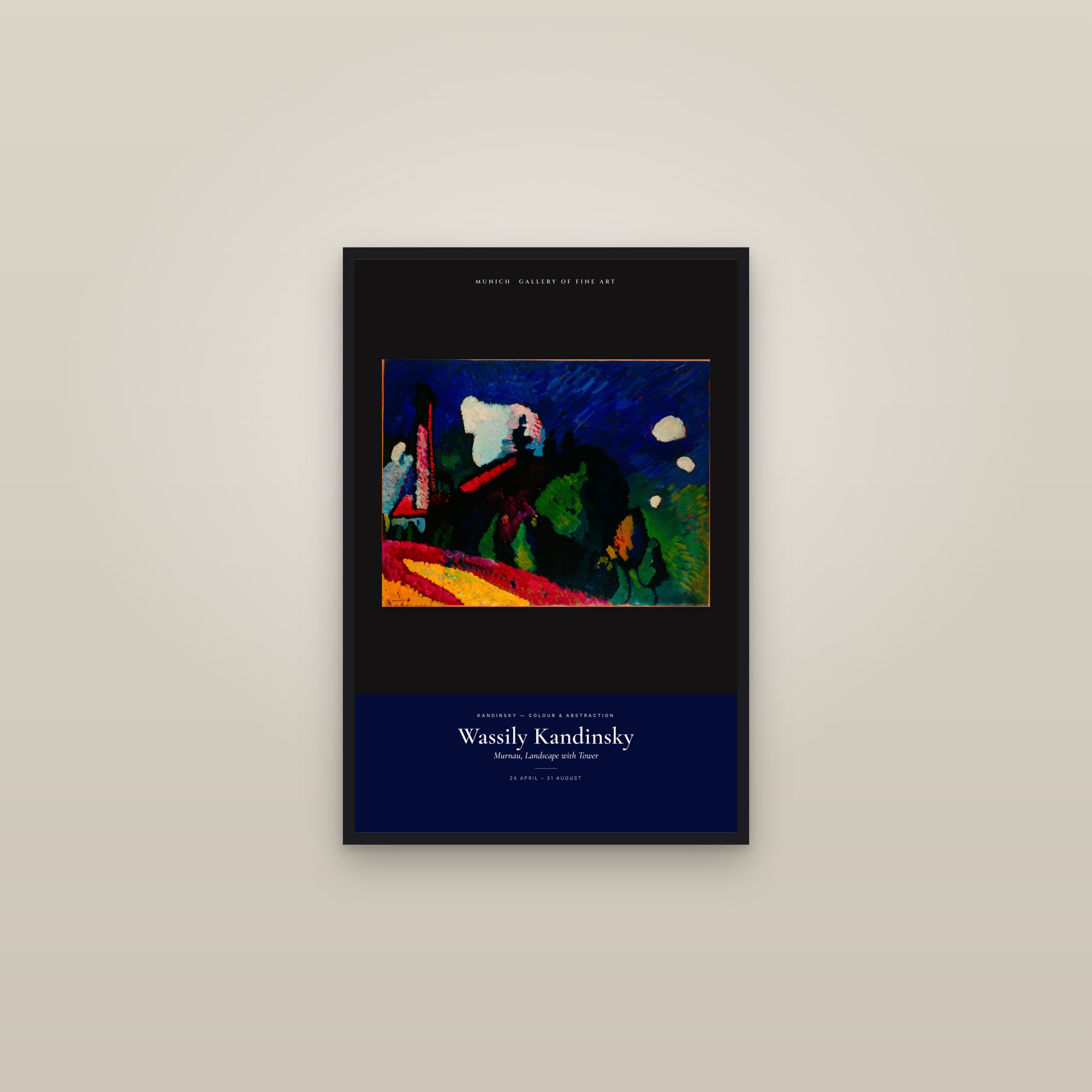 Murnau, Landscape with Tower — Exhibition Poster — framed in a gallery setting