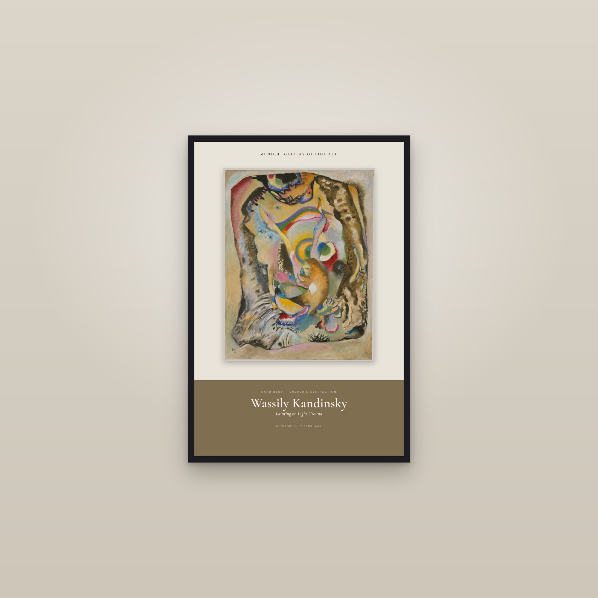 Painting on Light Ground — Exhibition Poster — framed in a gallery setting