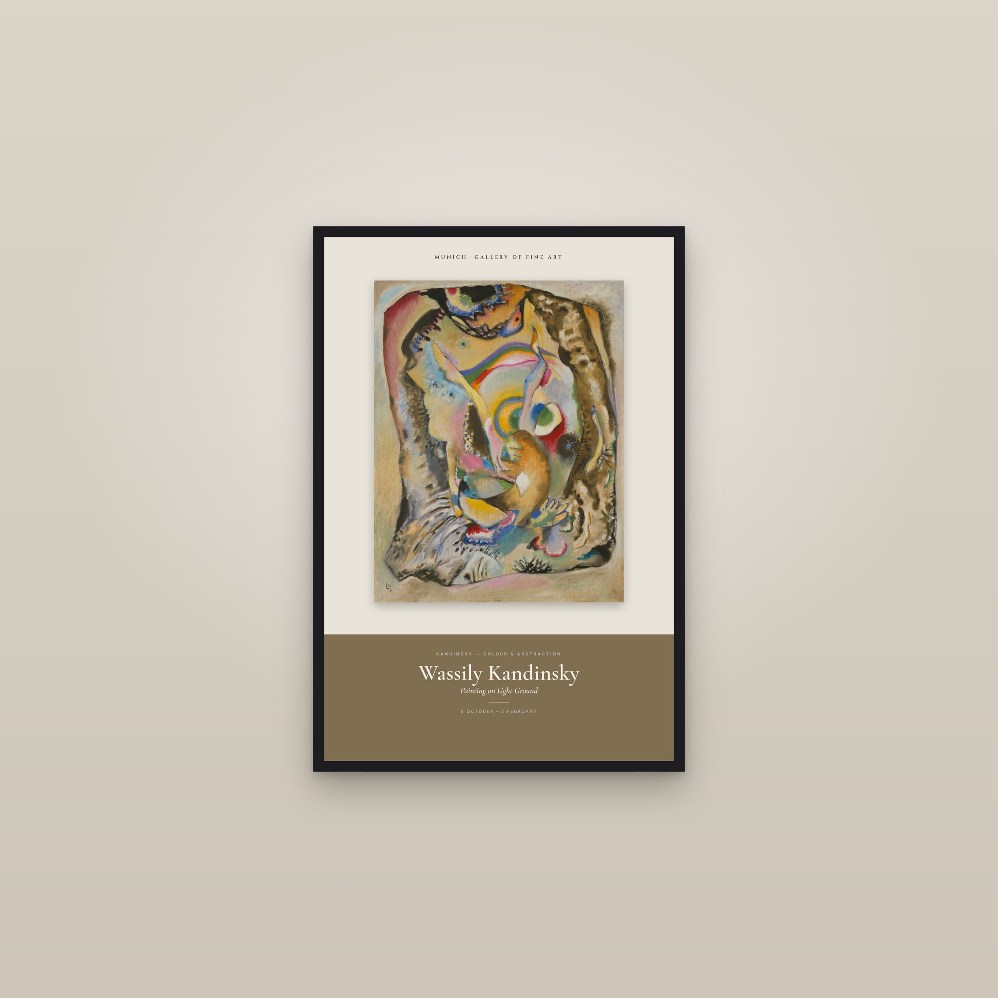 Painting on Light Ground — Exhibition Poster — framed in a gallery setting