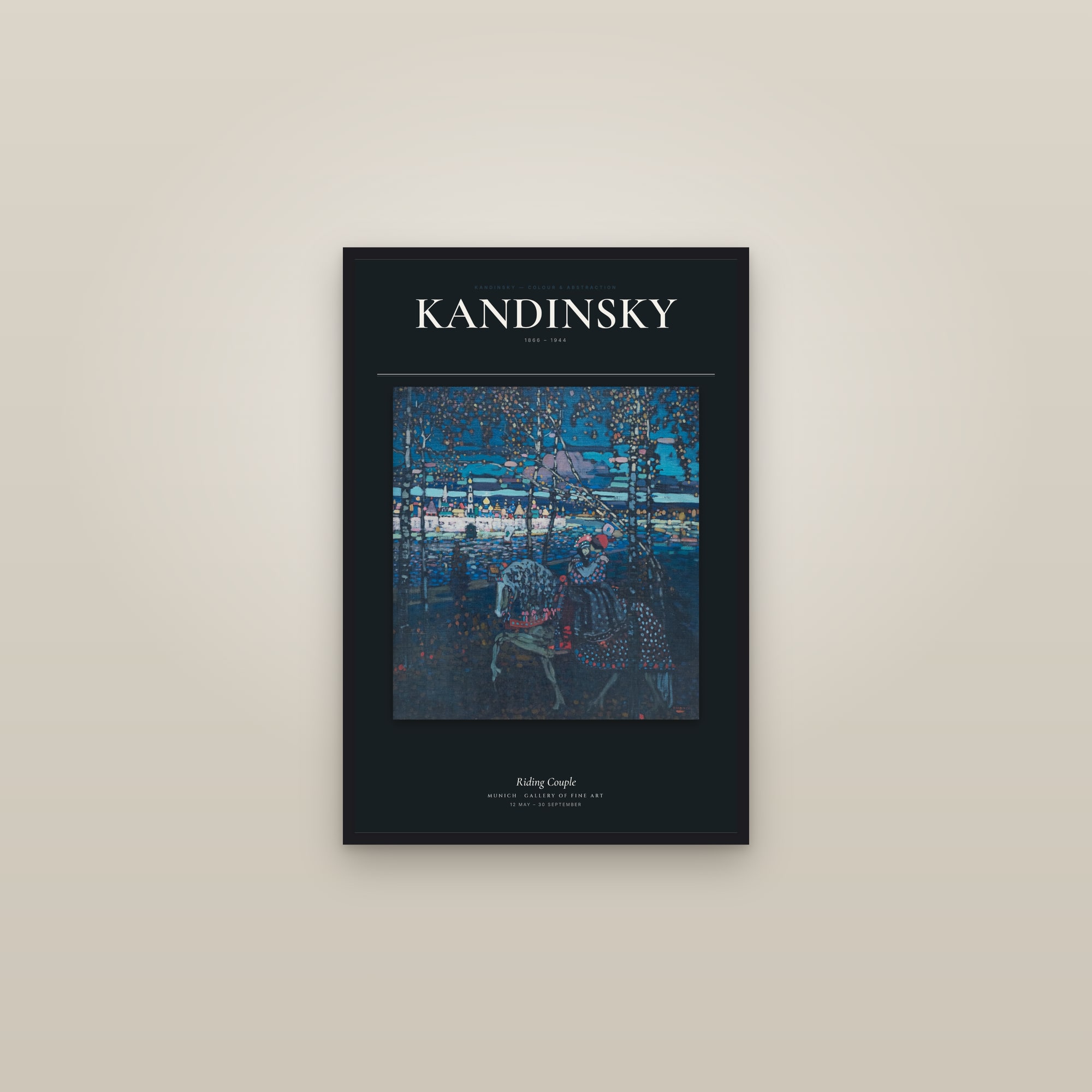 Riding Couple — Exhibition Poster — framed in a gallery setting