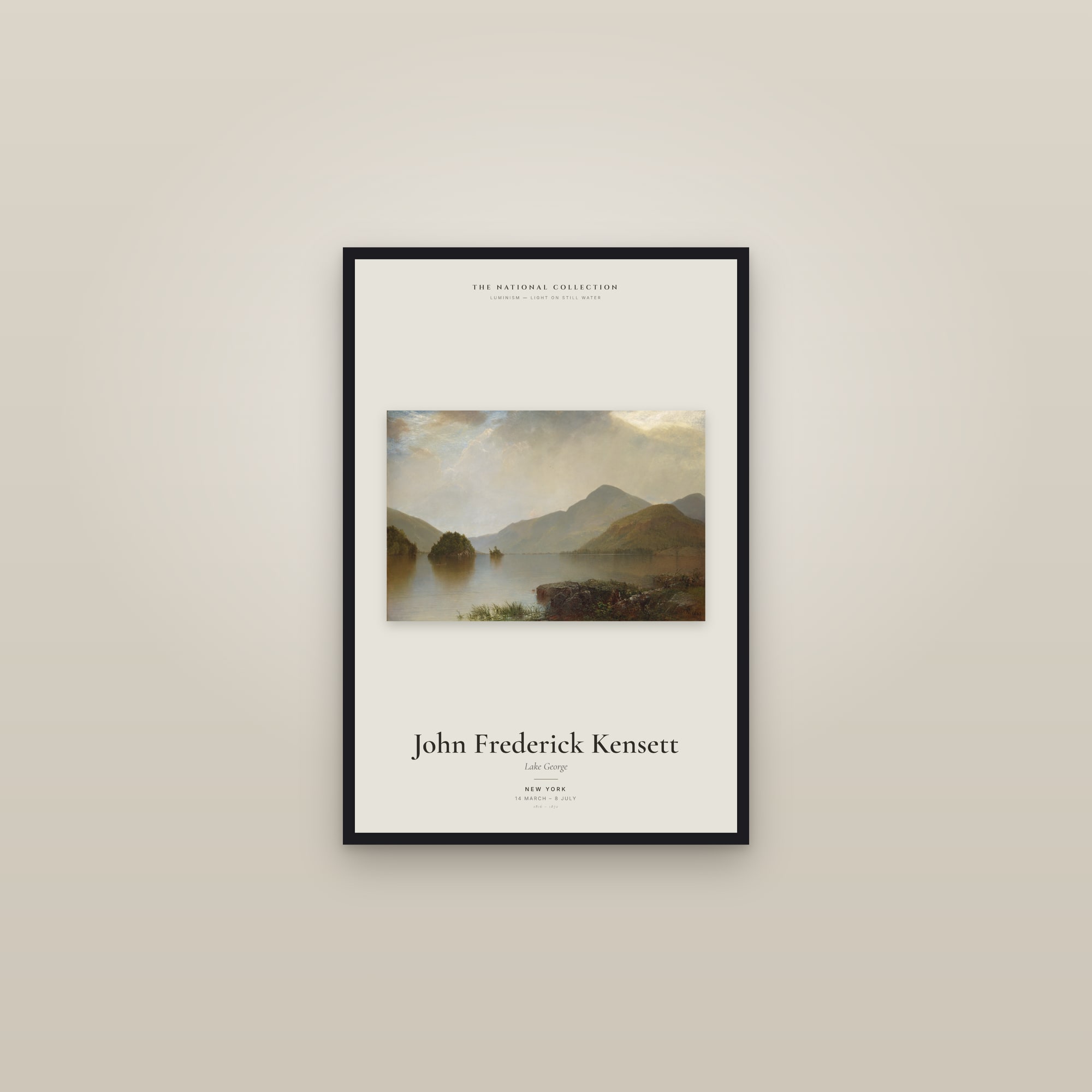 Lake George — Exhibition Poster — framed in a gallery setting