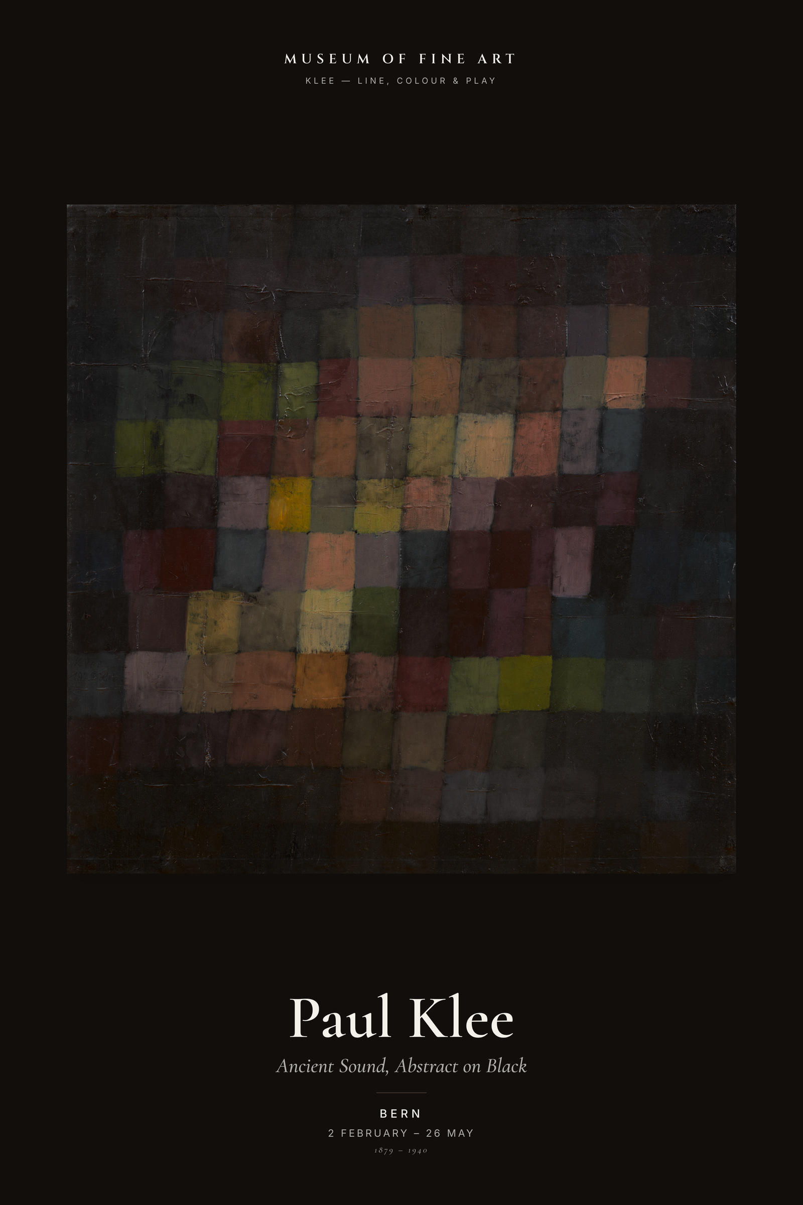 Ancient Sound, Abstract on Black — Exhibition Poster