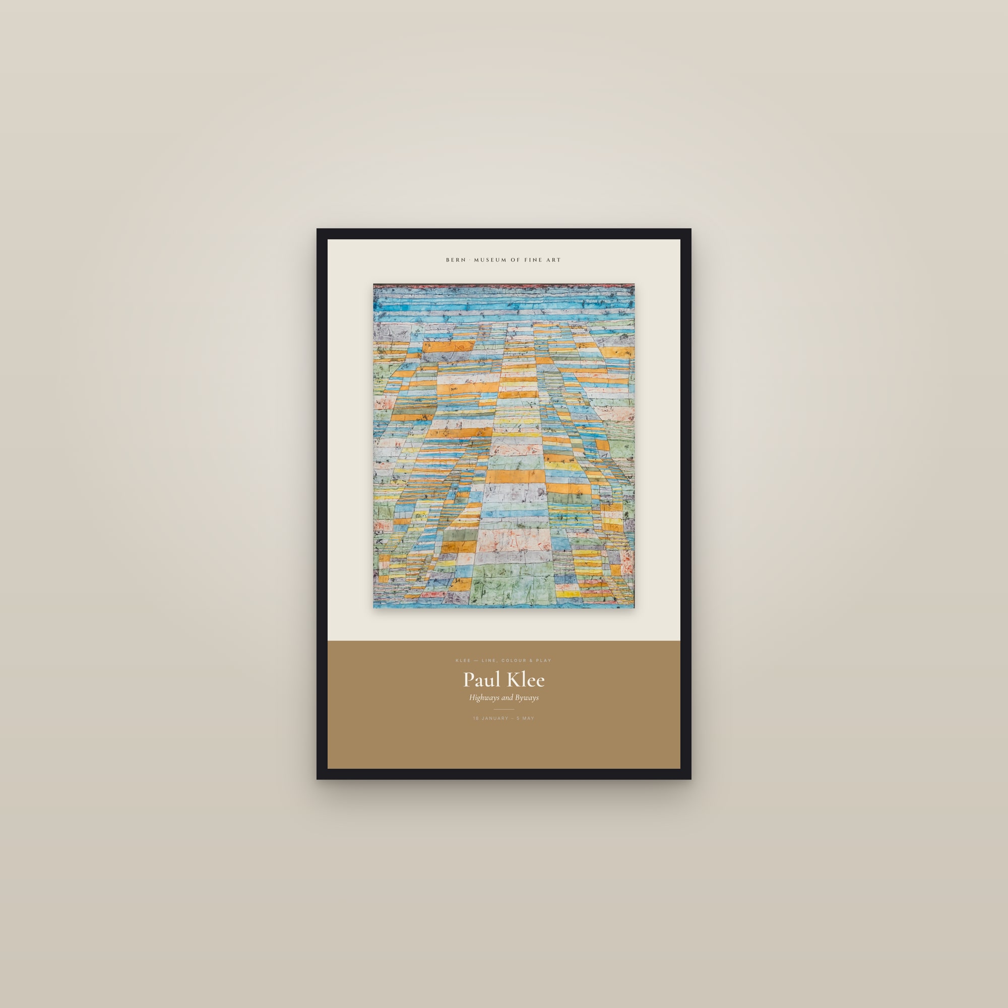Highways and Byways — Exhibition Poster — framed in a gallery setting