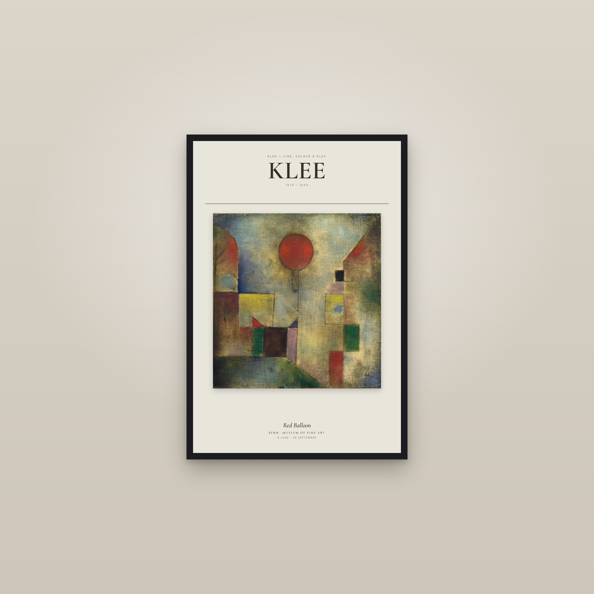 Red Balloon — Exhibition Poster — framed in a gallery setting