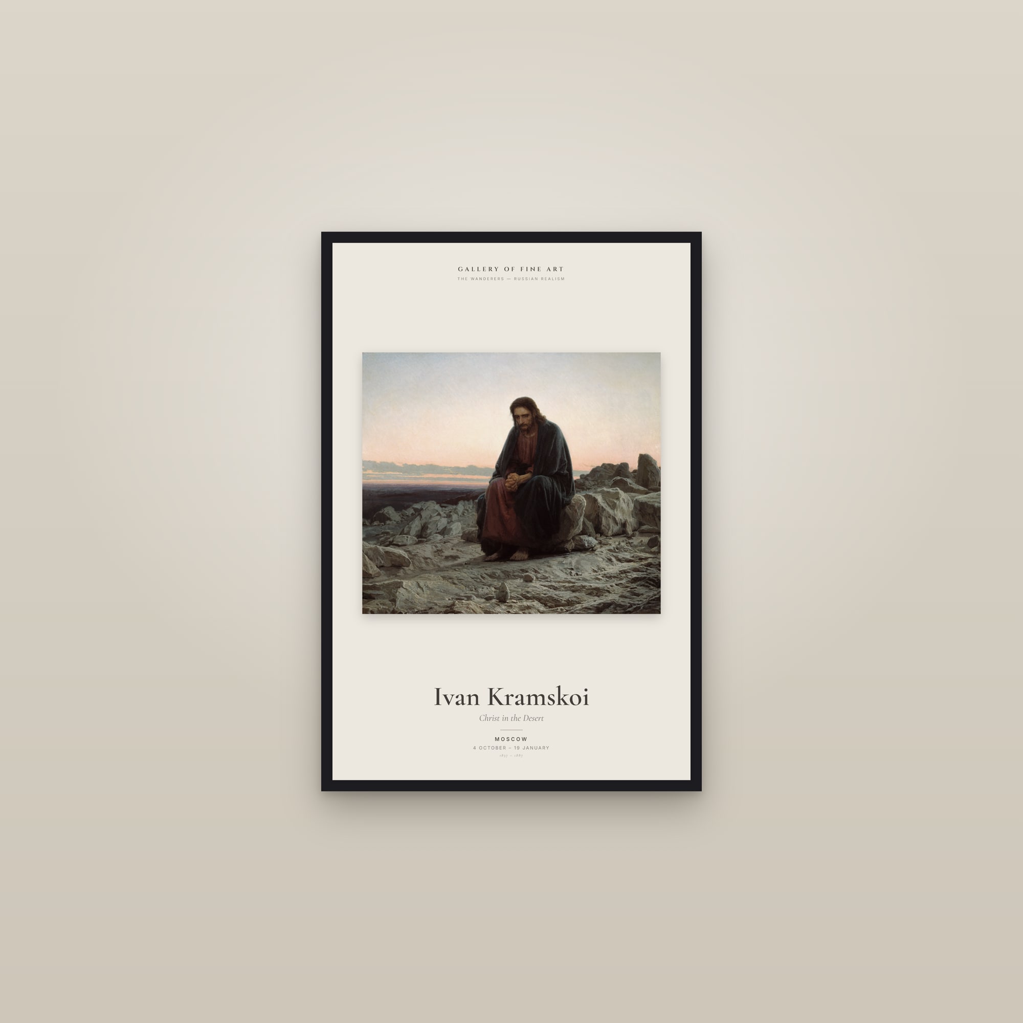 Christ in the Desert — Exhibition Poster — framed in a gallery setting