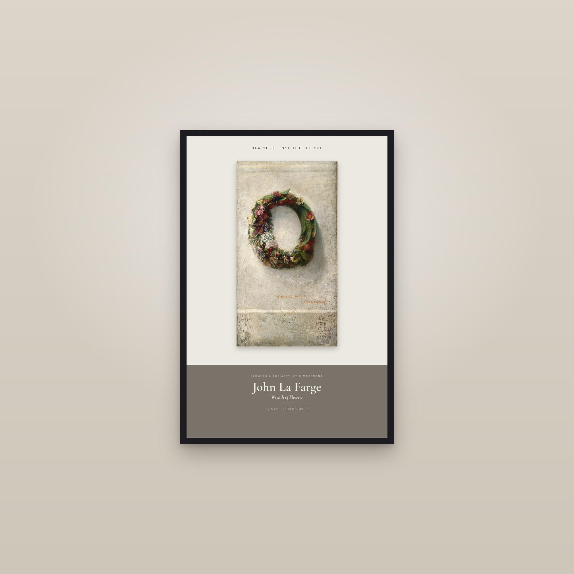 Wreath of Flowers — Exhibition Poster — framed in a gallery setting