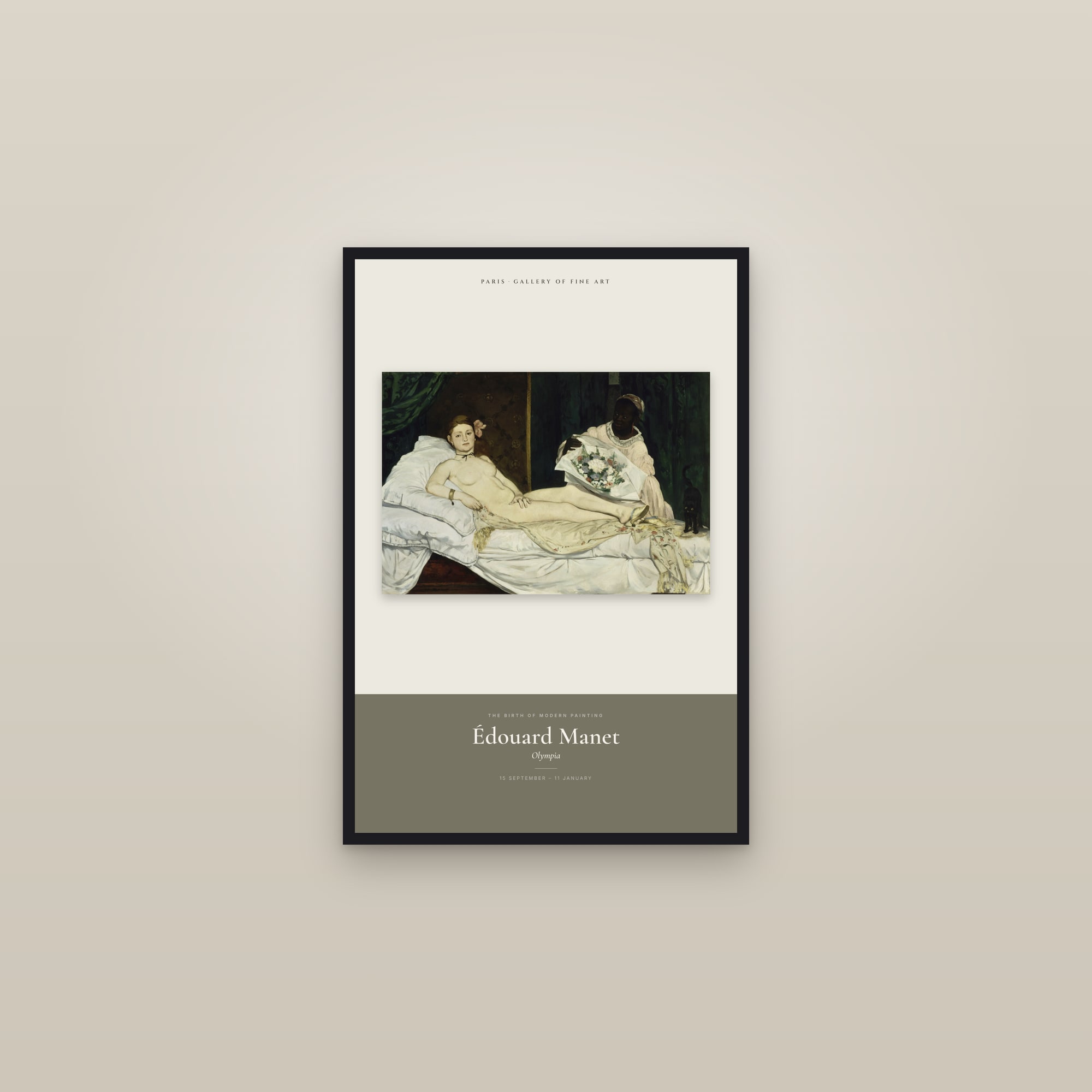 Olympia — Exhibition Poster — framed in a gallery setting