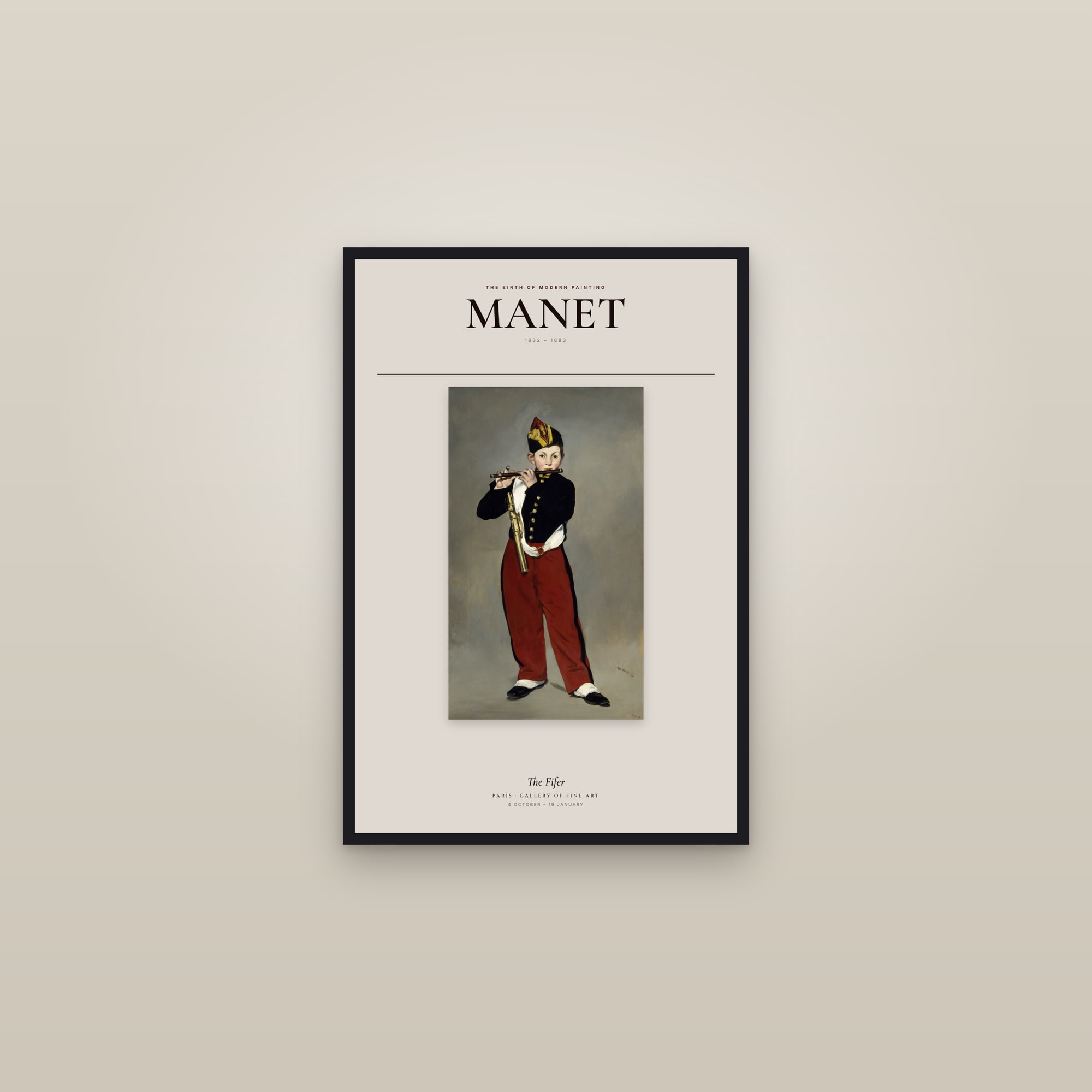 The Fifer — Exhibition Poster — framed in a gallery setting