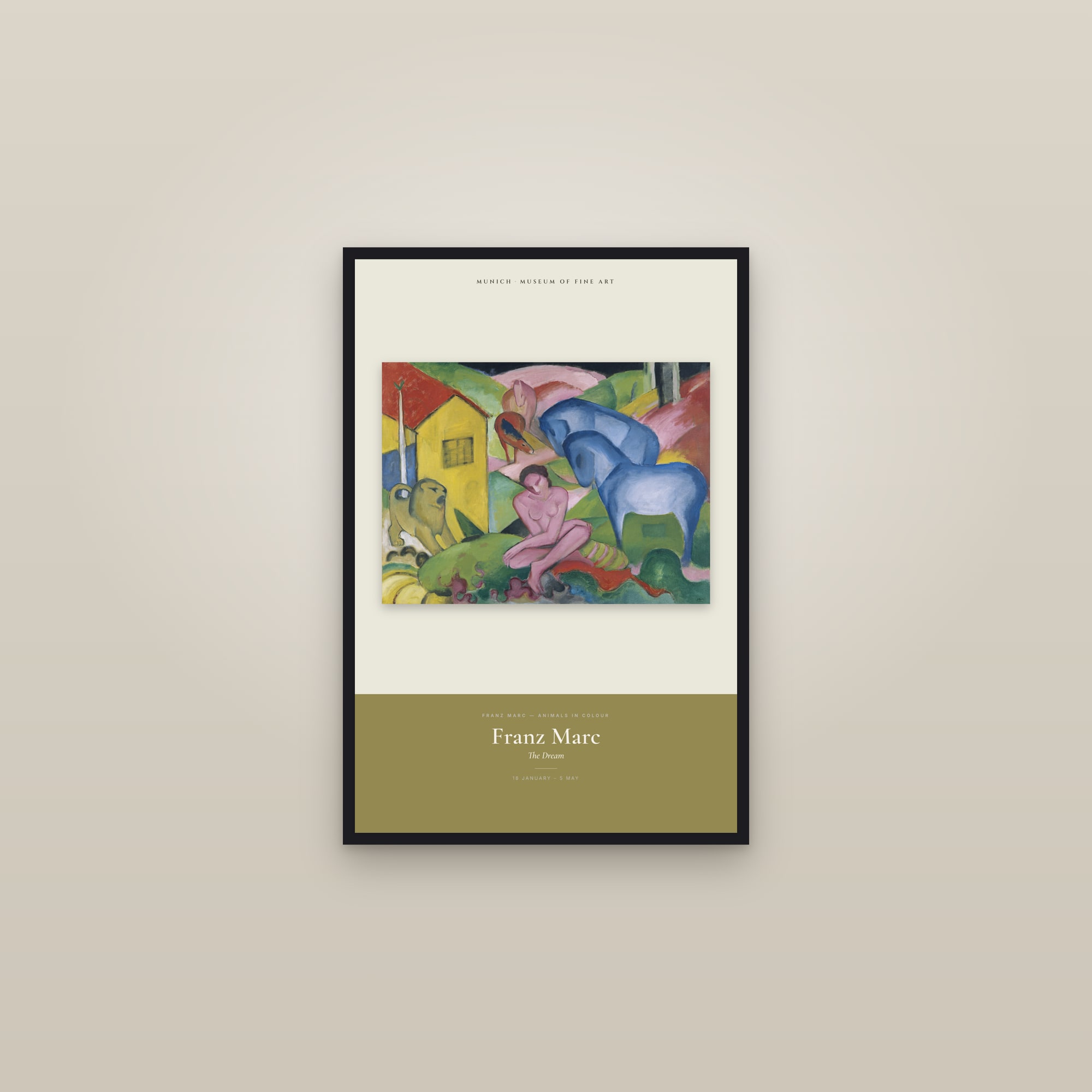 The Dream — Exhibition Poster — framed in a gallery setting