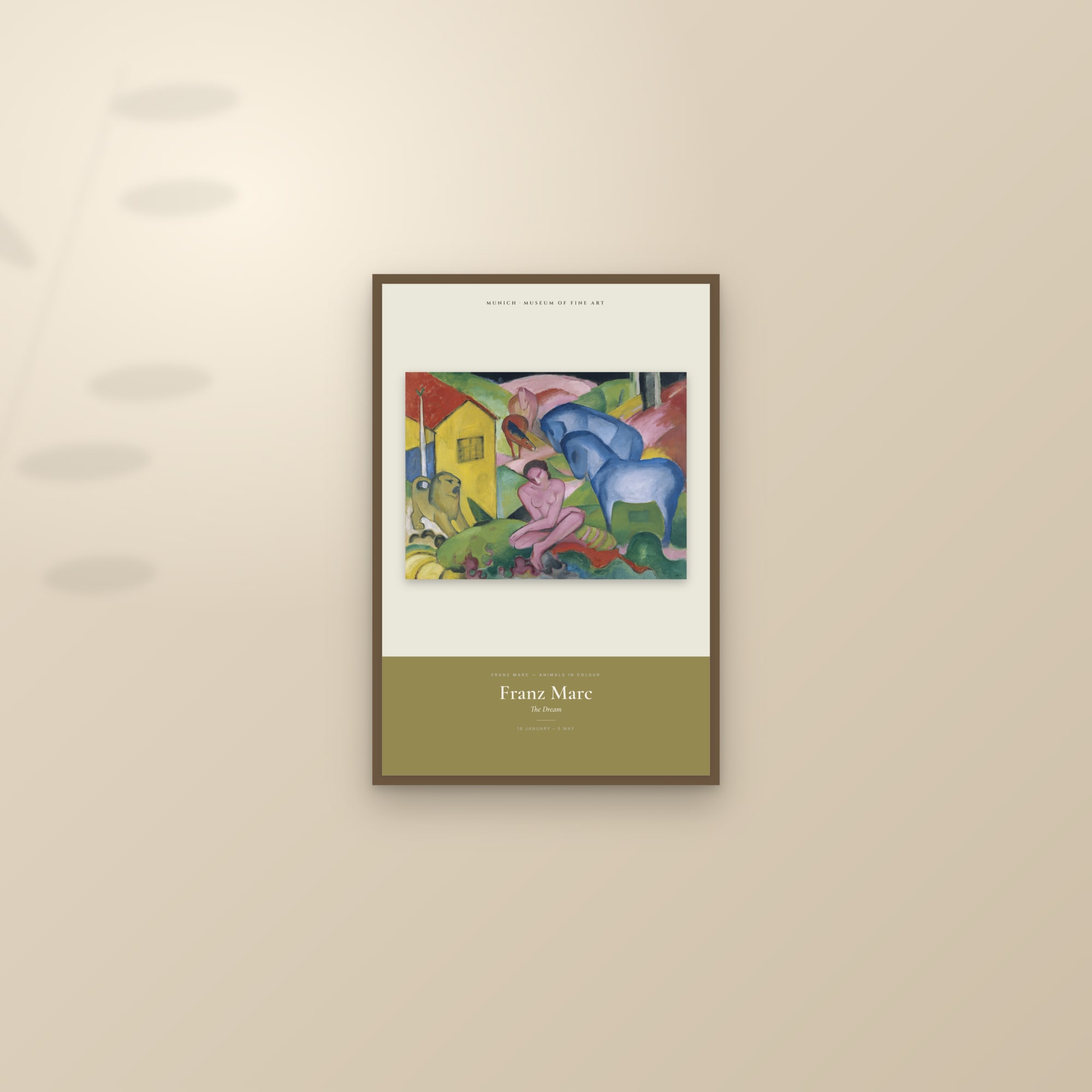 The Dream — Exhibition Poster — framed and styled on a sunlit wall