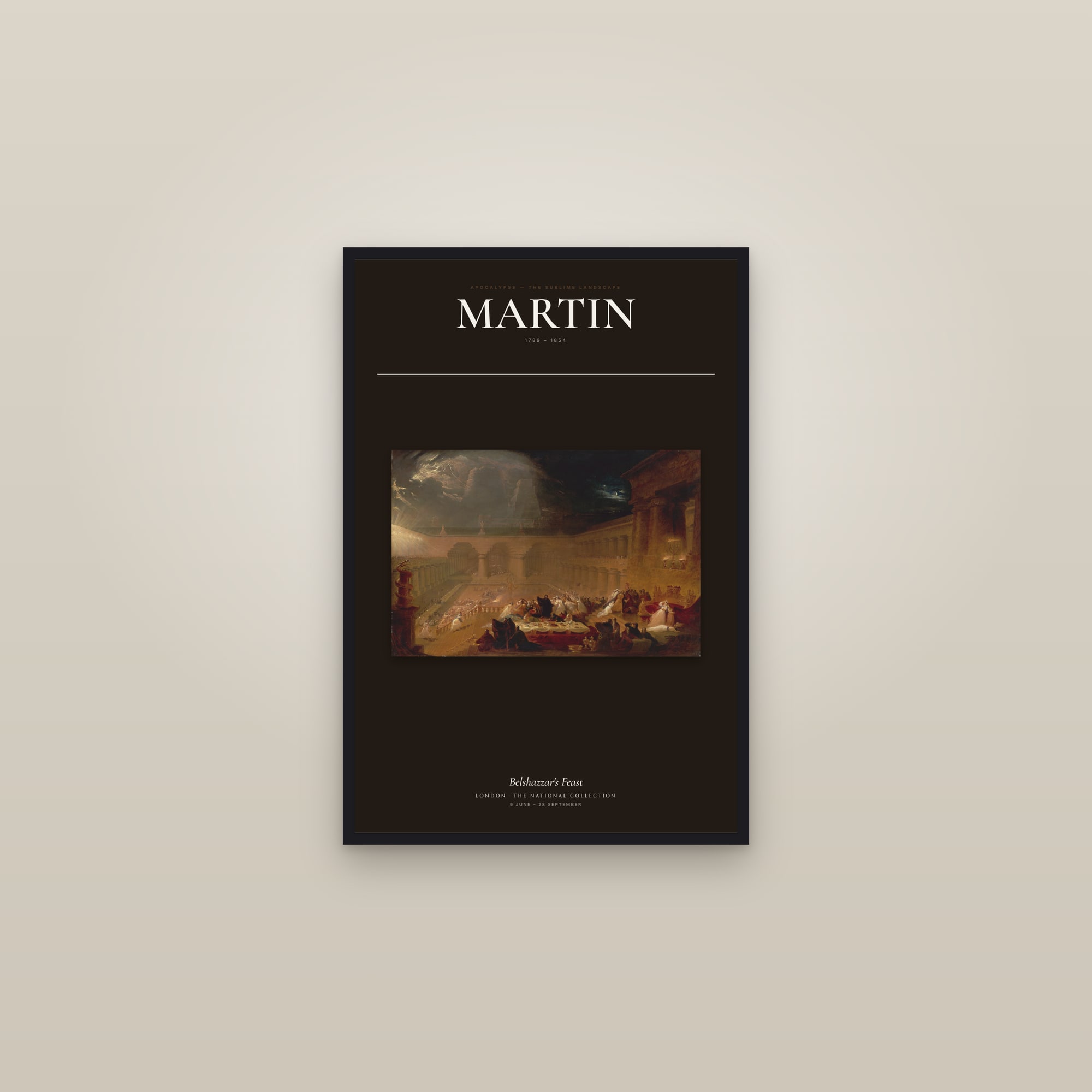 Belshazzar's Feast (Martin) — Exhibition Poster — framed in a gallery setting