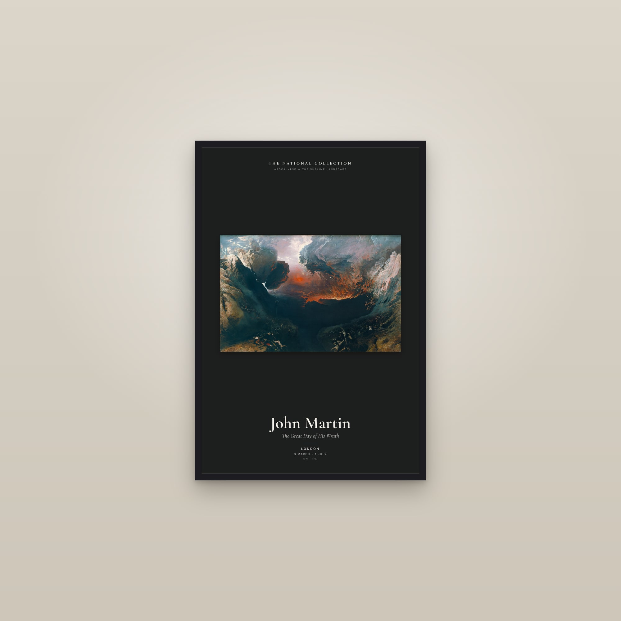 The Great Day of His Wrath — Exhibition Poster — framed in a gallery setting