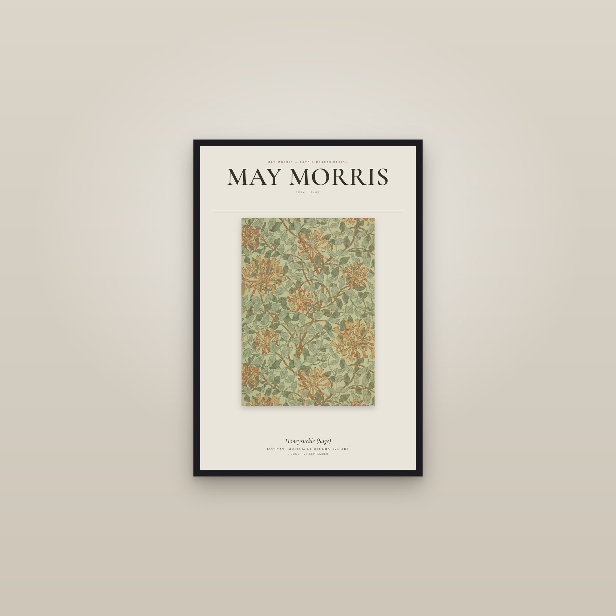 Honeysuckle (Sage) — Exhibition Poster — framed in a gallery setting