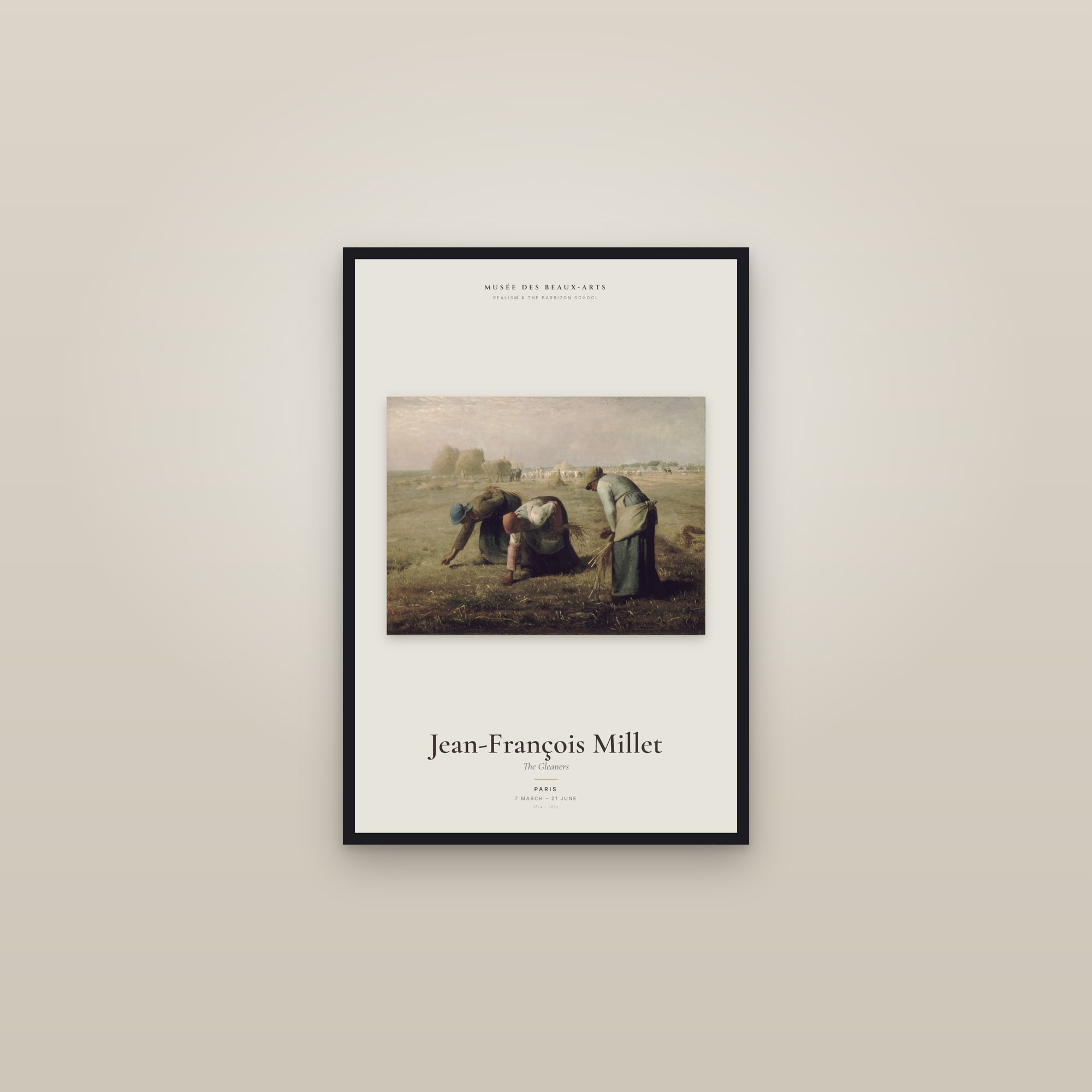 The Gleaners — Exhibition Poster — framed in a gallery setting