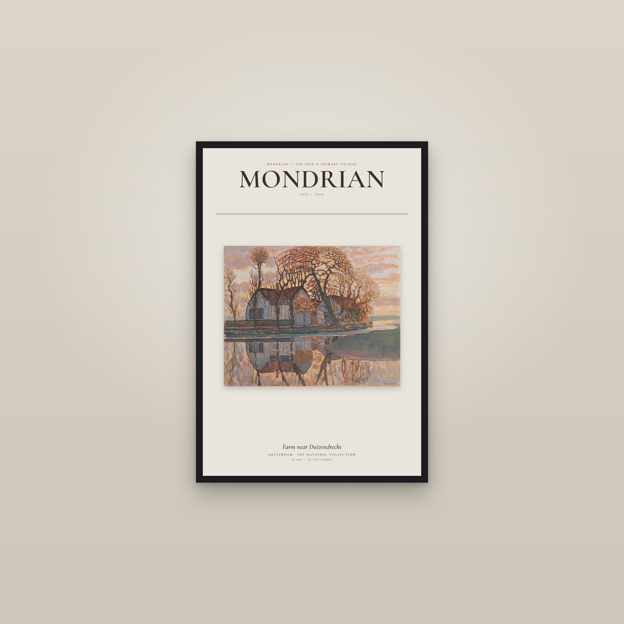 Farm near Duivendrecht — Exhibition Poster — framed in a gallery setting