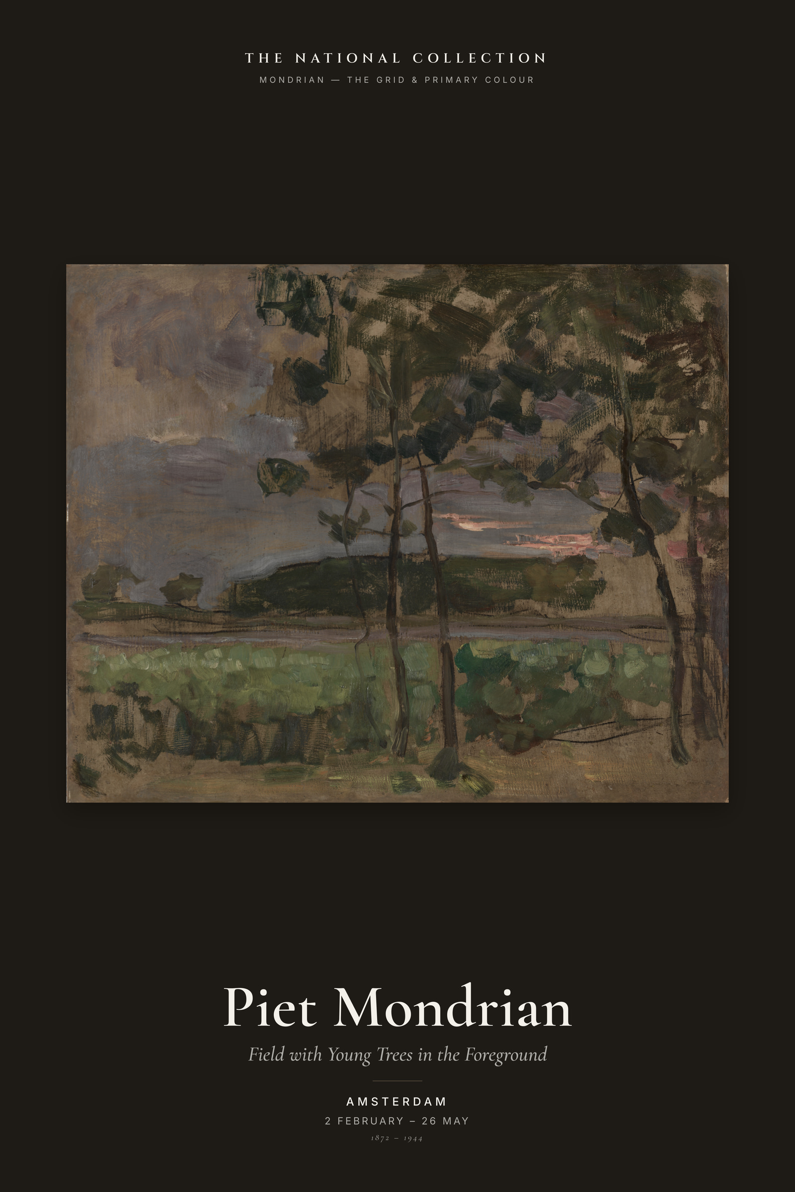 Field with Young Trees in the Foreground — Exhibition Poster