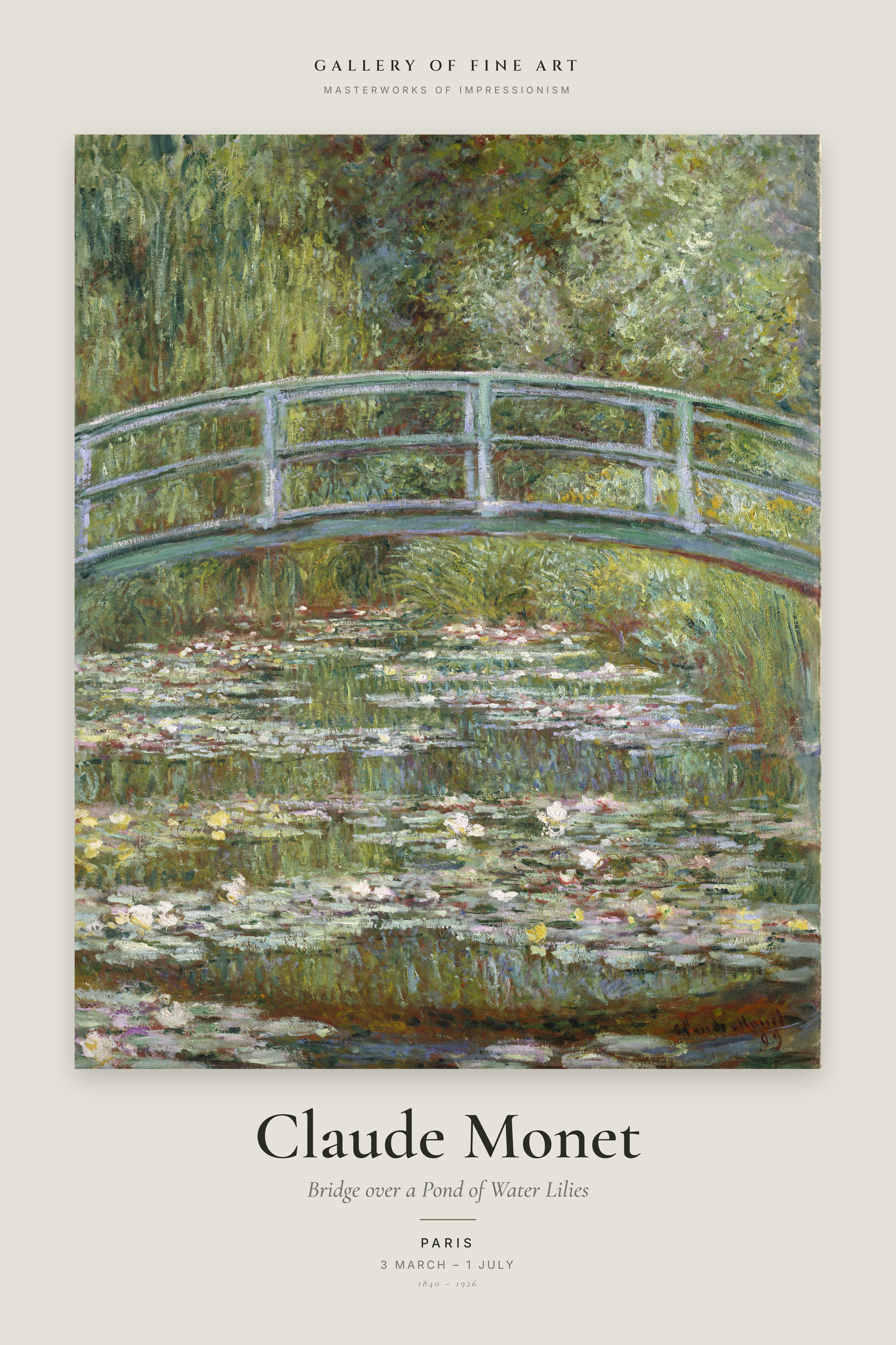 Bridge over a Pond of Water Lilies — Exhibition Poster