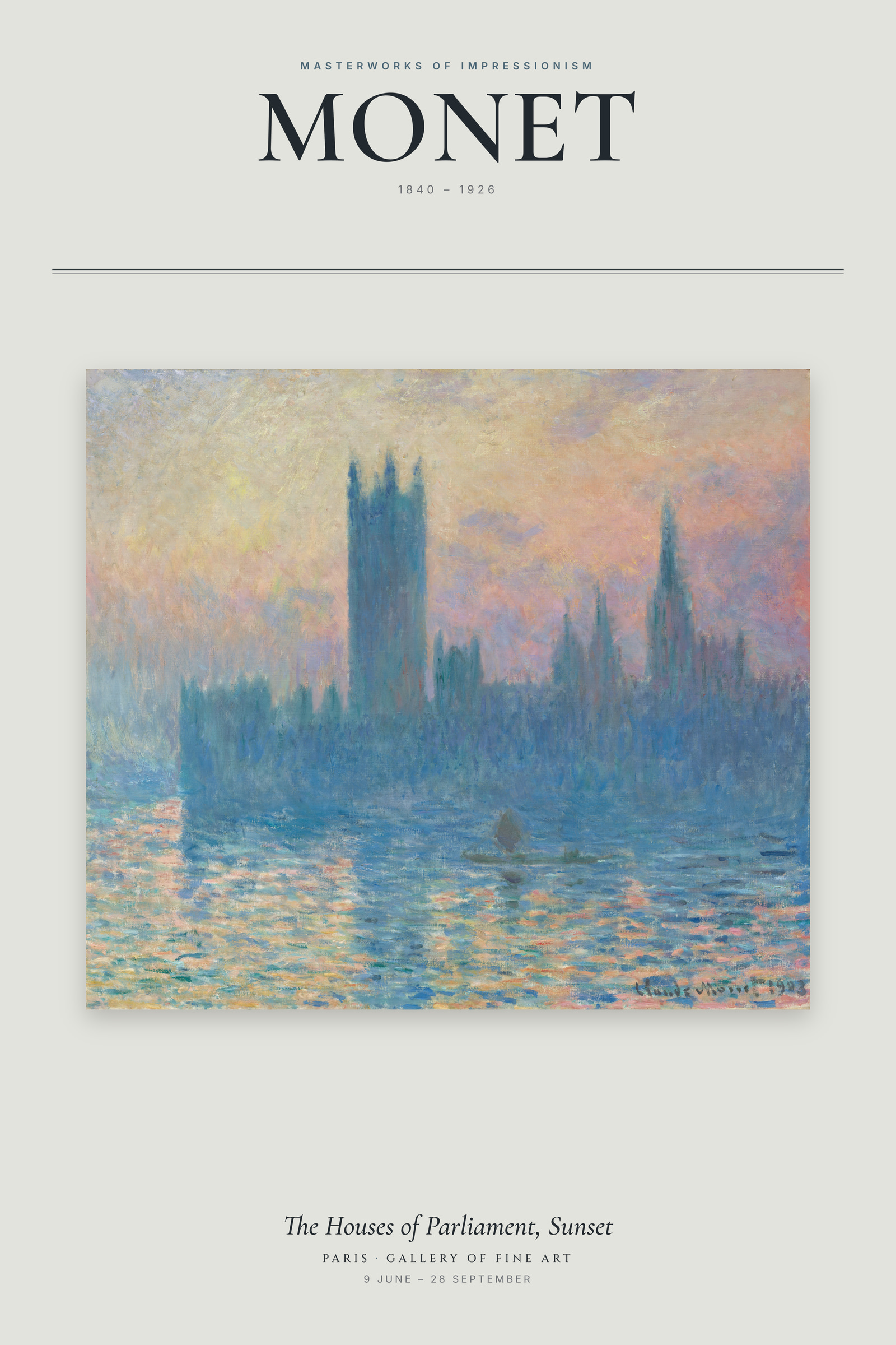 The Houses of Parliament, Sunset — Exhibition Poster