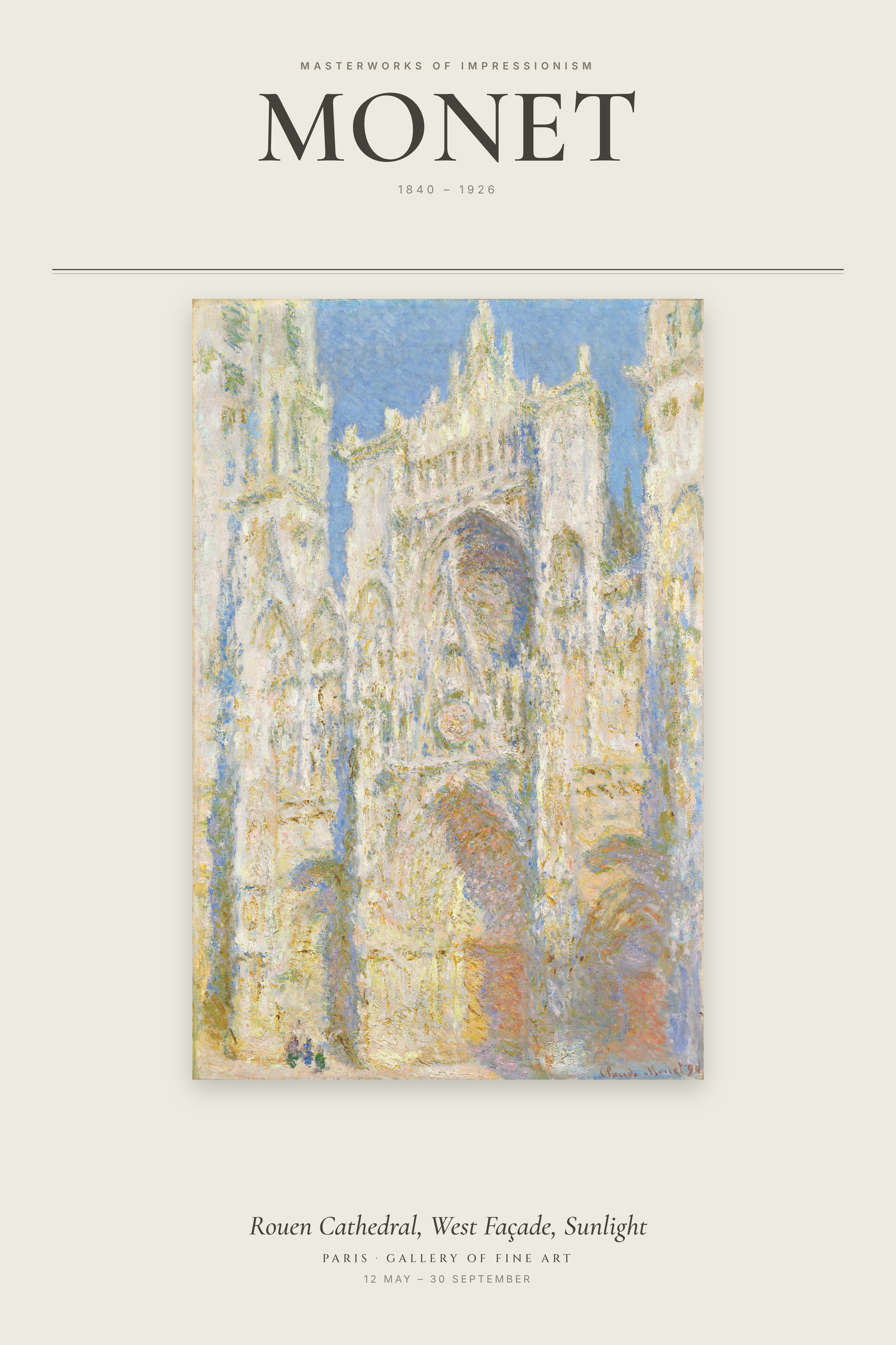Rouen Cathedral, West Façade, Sunlight — Exhibition Poster
