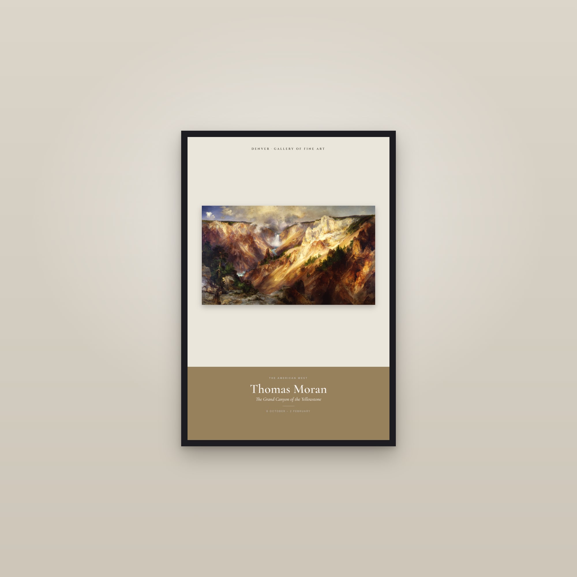 The Grand Canyon of the Yellowstone — Exhibition Poster — framed in a gallery setting