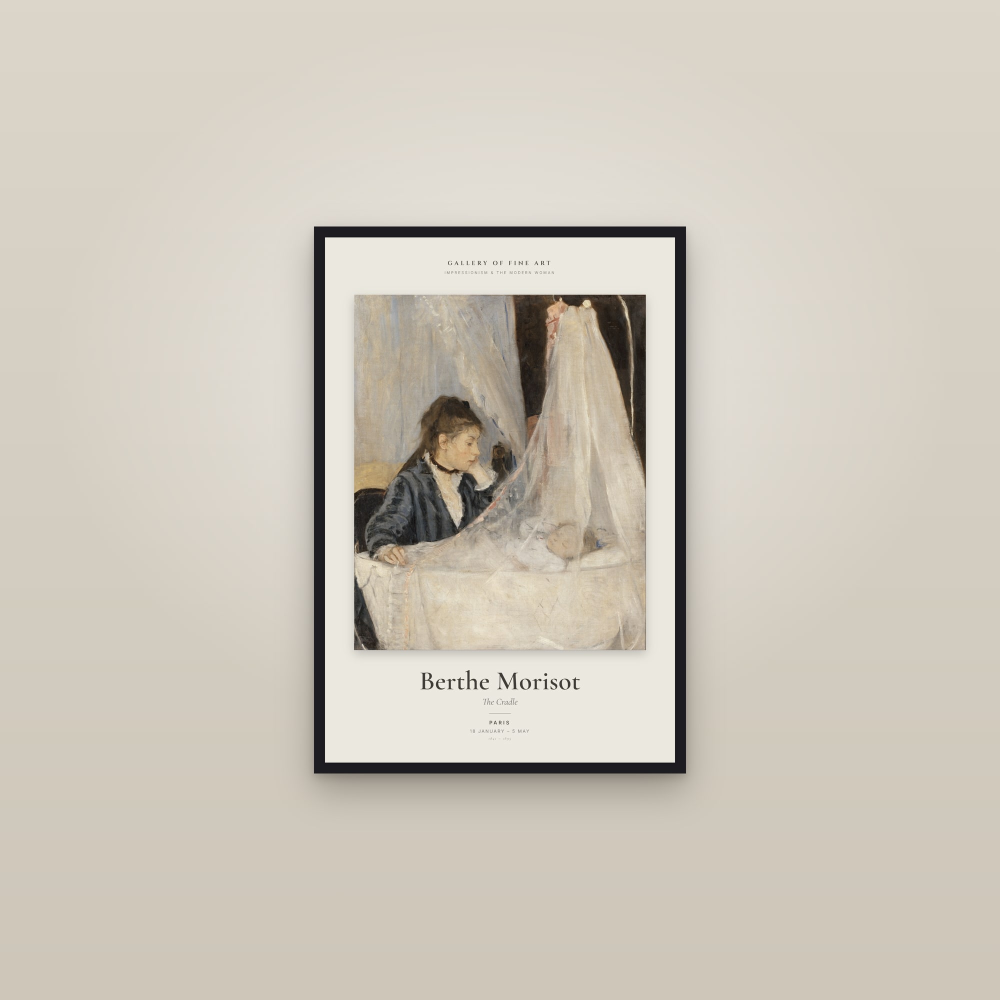 The Cradle — Exhibition Poster — framed in a gallery setting
