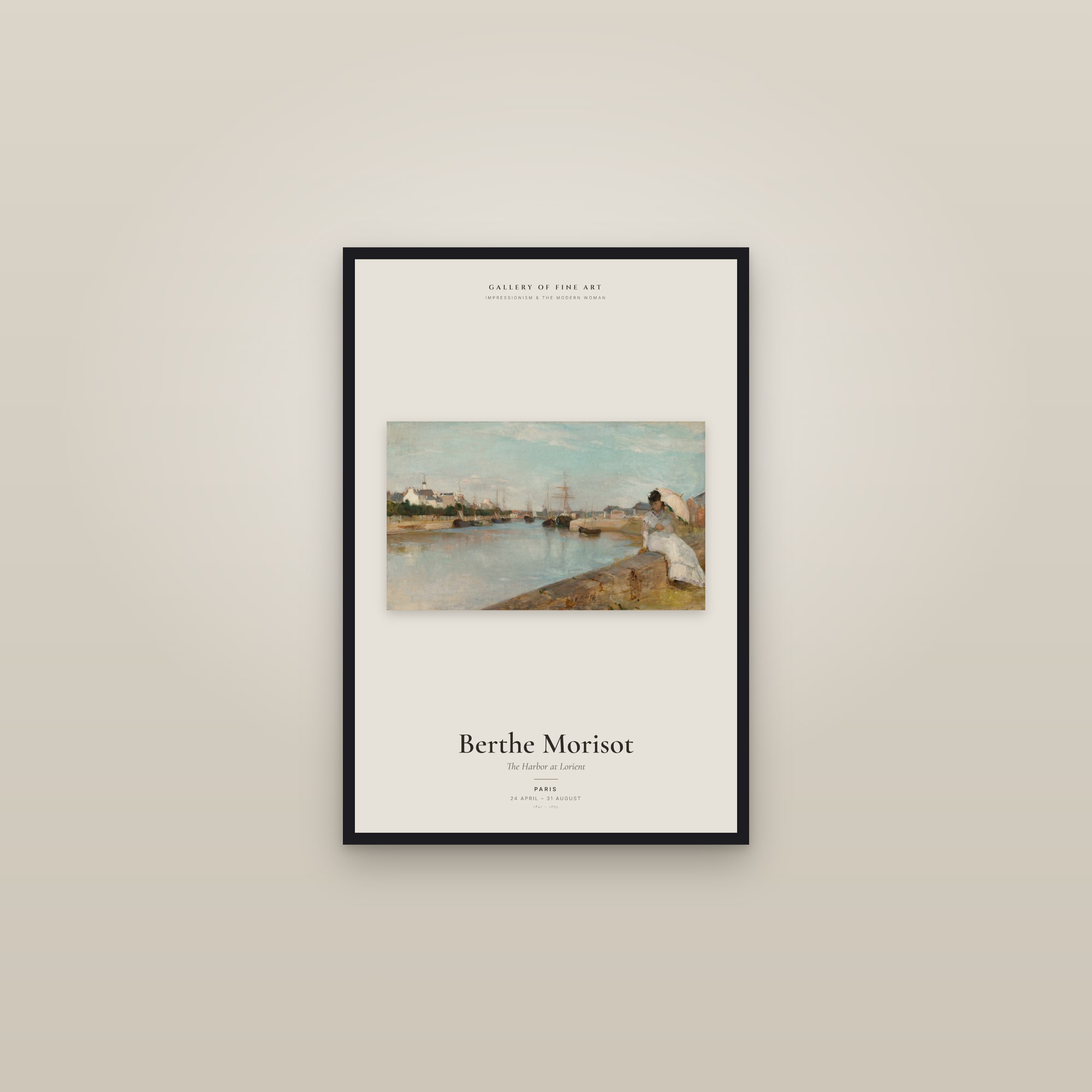 The Harbor at Lorient — Exhibition Poster — framed in a gallery setting