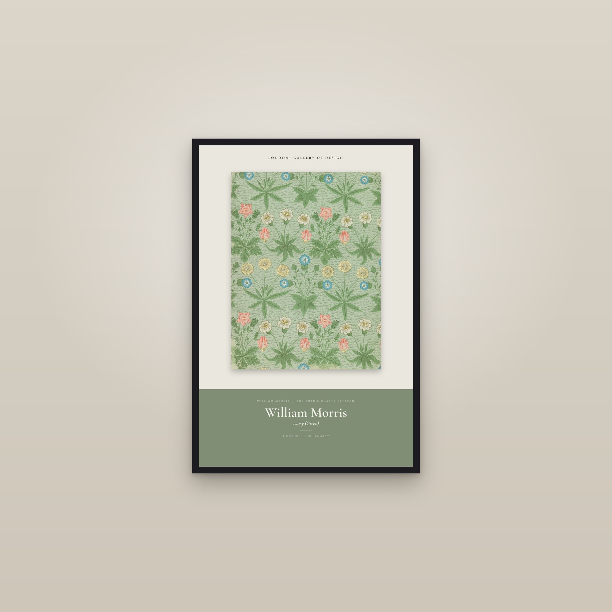 Daisy (Green) — Exhibition Poster — framed in a gallery setting