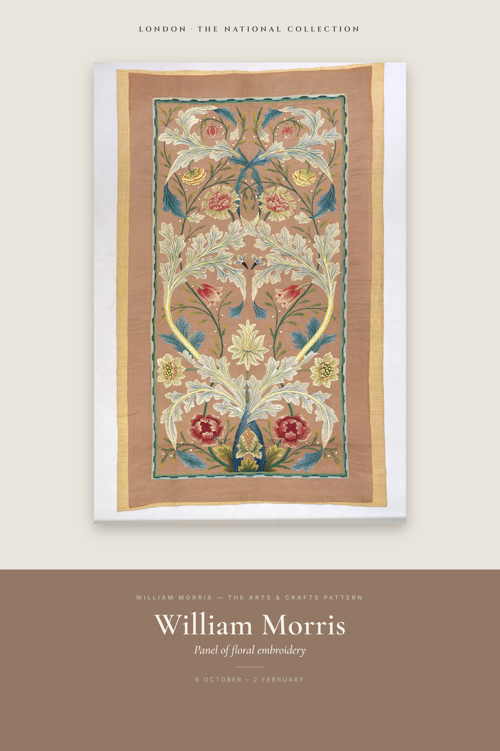 Panel of floral embroidery — Exhibition Poster