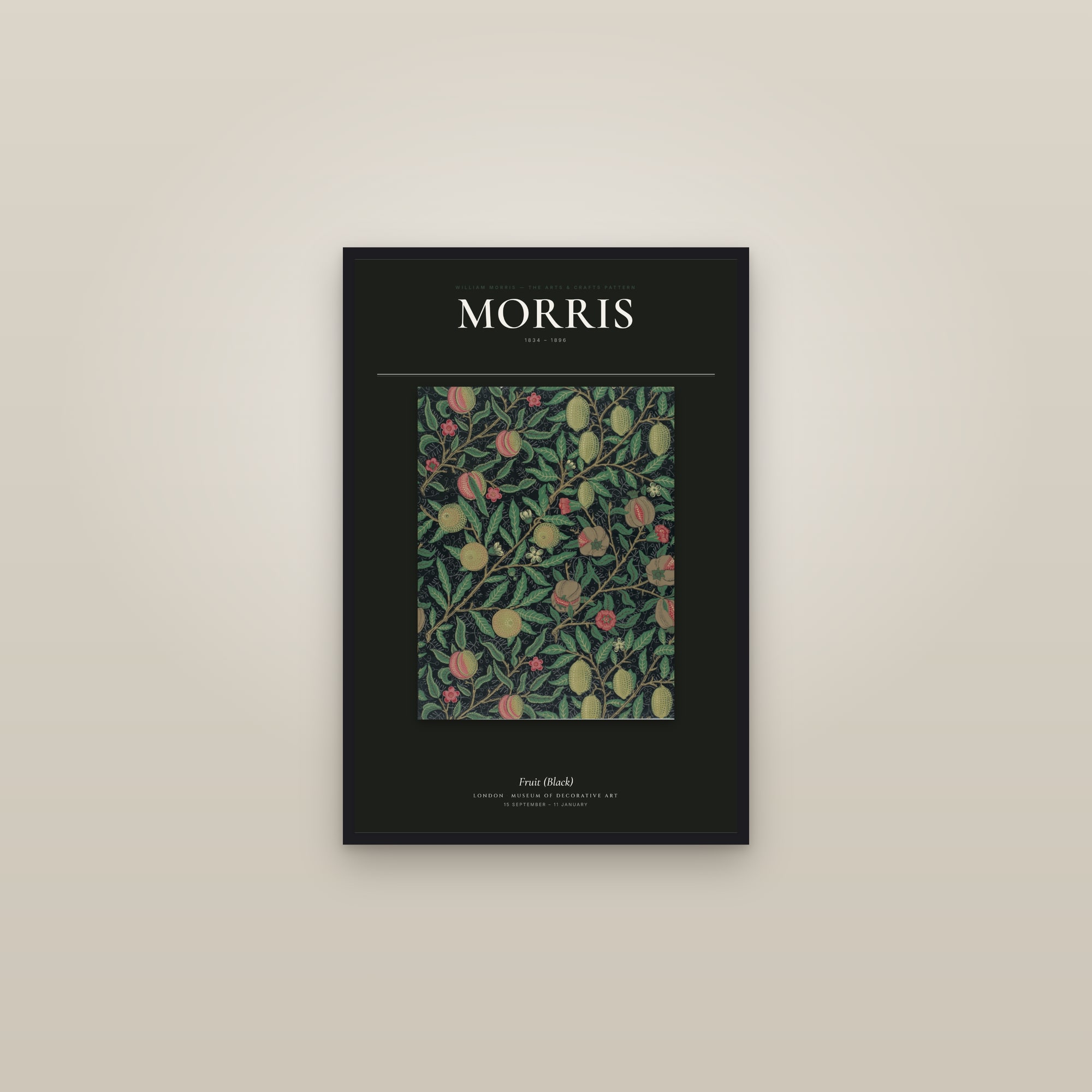 Fruit (Black) — Exhibition Poster — framed in a gallery setting