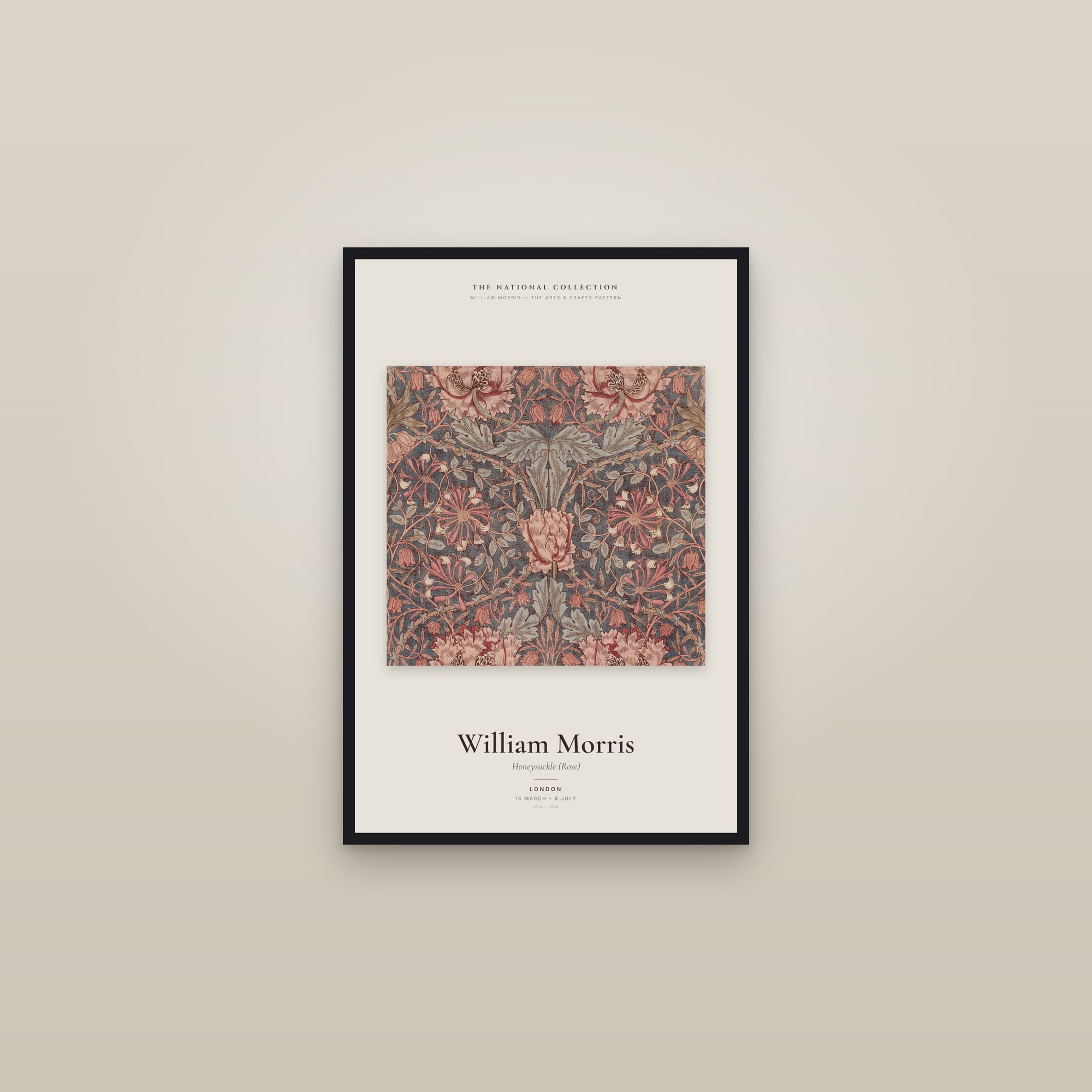 Honeysuckle (Rose) — Exhibition Poster — framed in a gallery setting