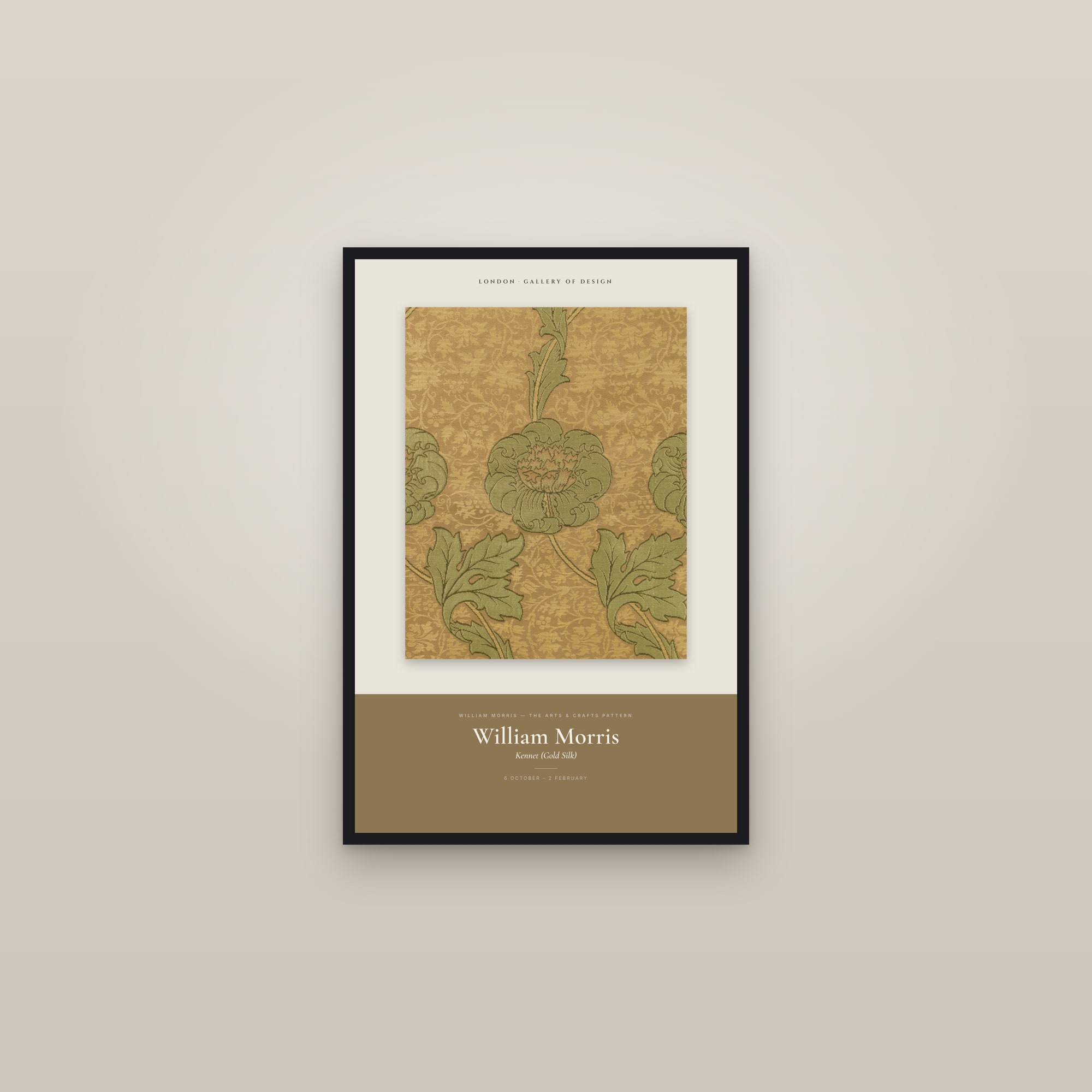 Kennet (Gold Silk) — Exhibition Poster — framed in a gallery setting