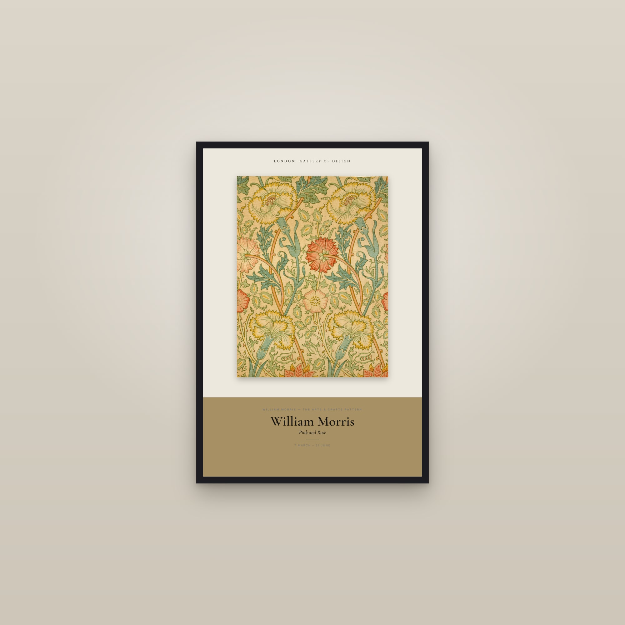 Pink and Rose — Exhibition Poster — framed in a gallery setting