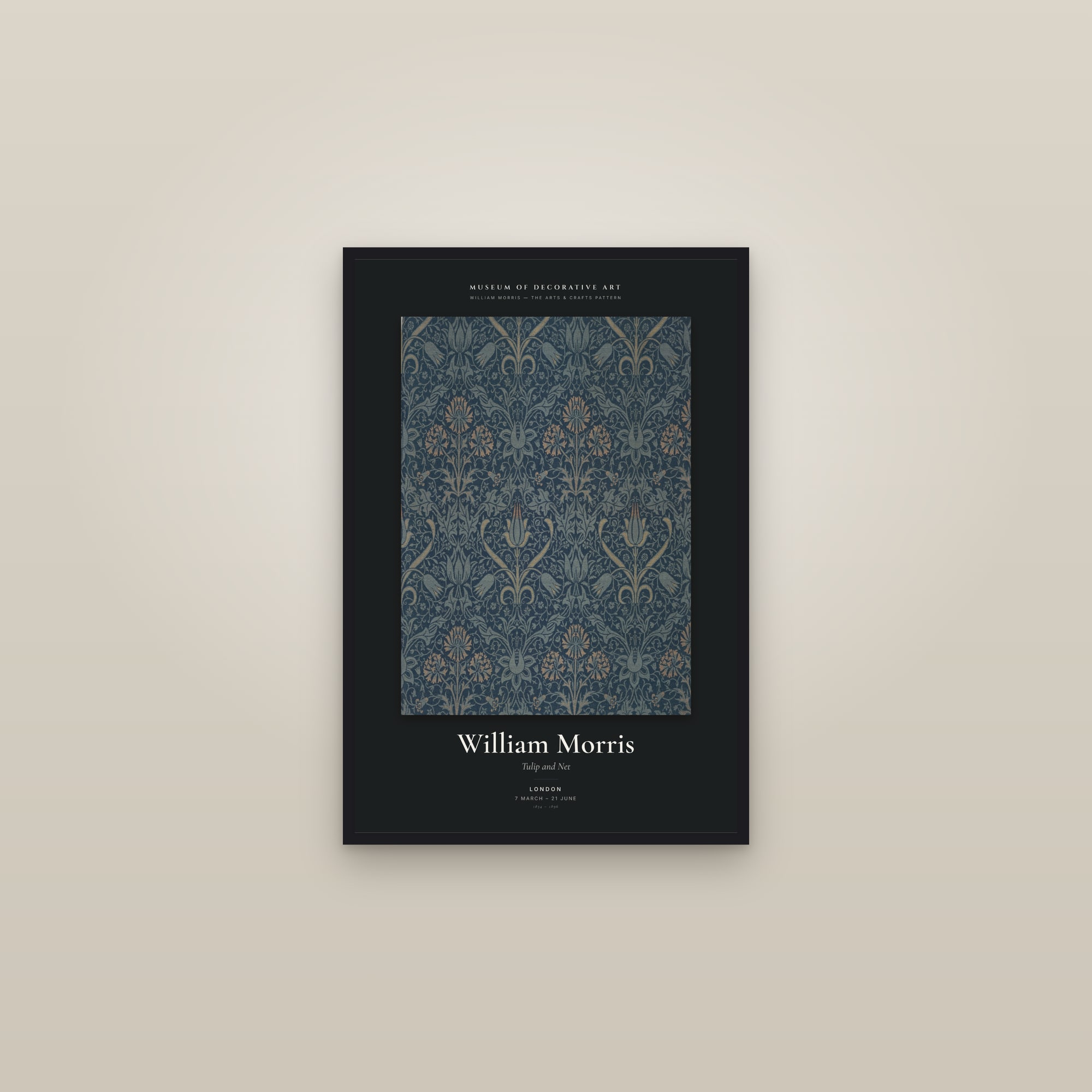 Tulip and Net — Exhibition Poster — framed in a gallery setting