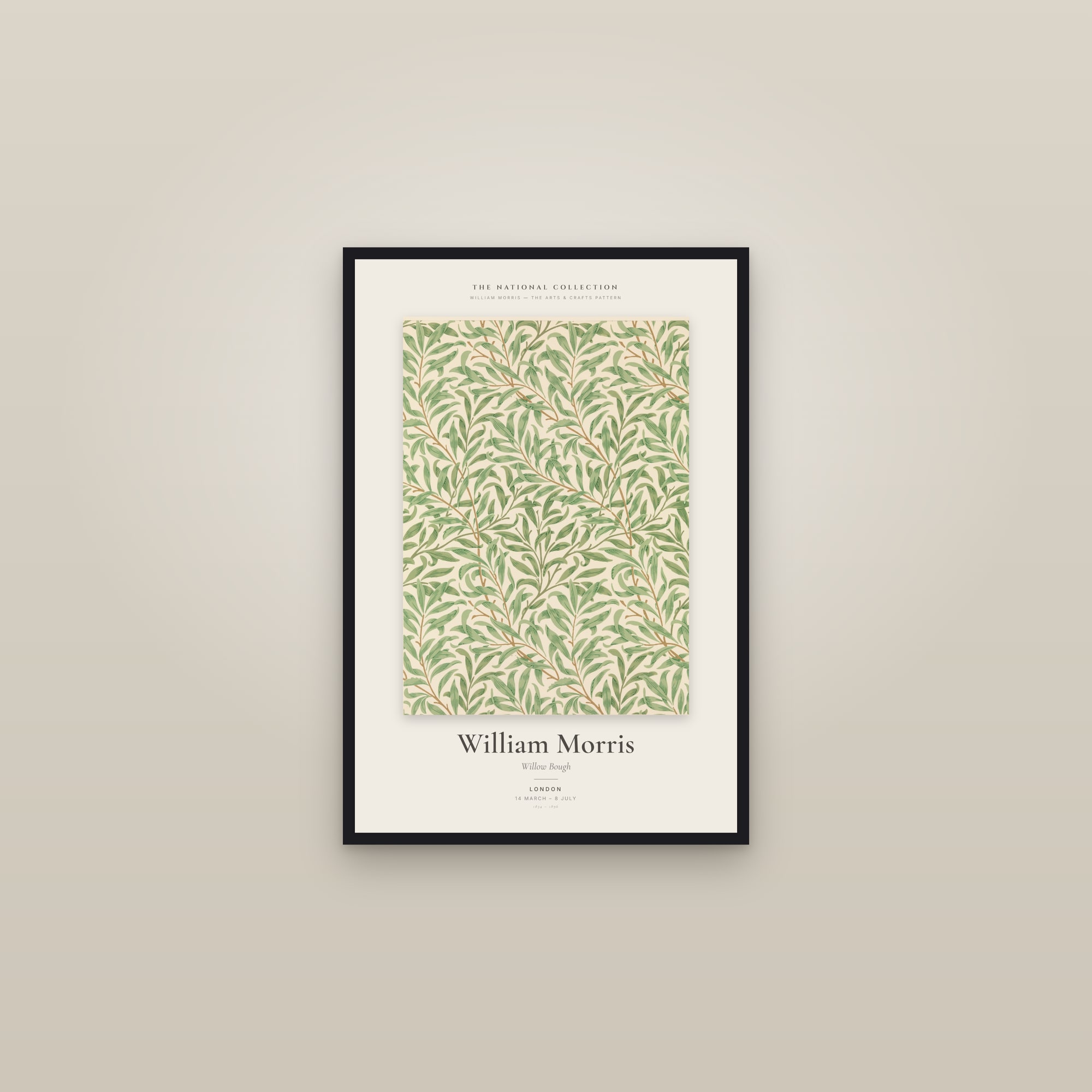 Willow Bough — Exhibition Poster — framed in a gallery setting