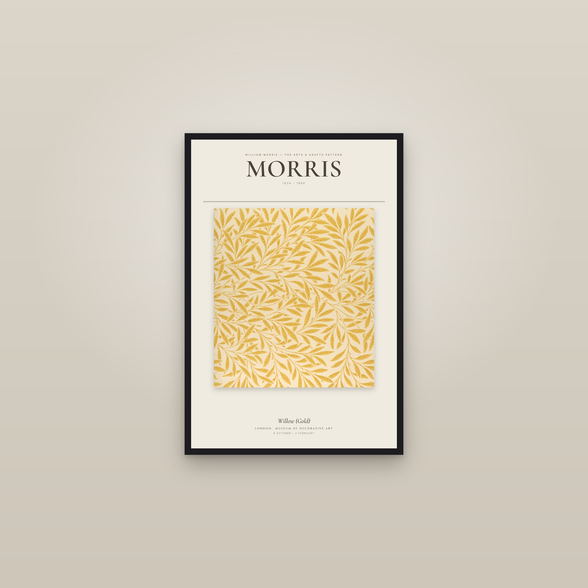Willow (Gold) — Exhibition Poster — framed in a gallery setting