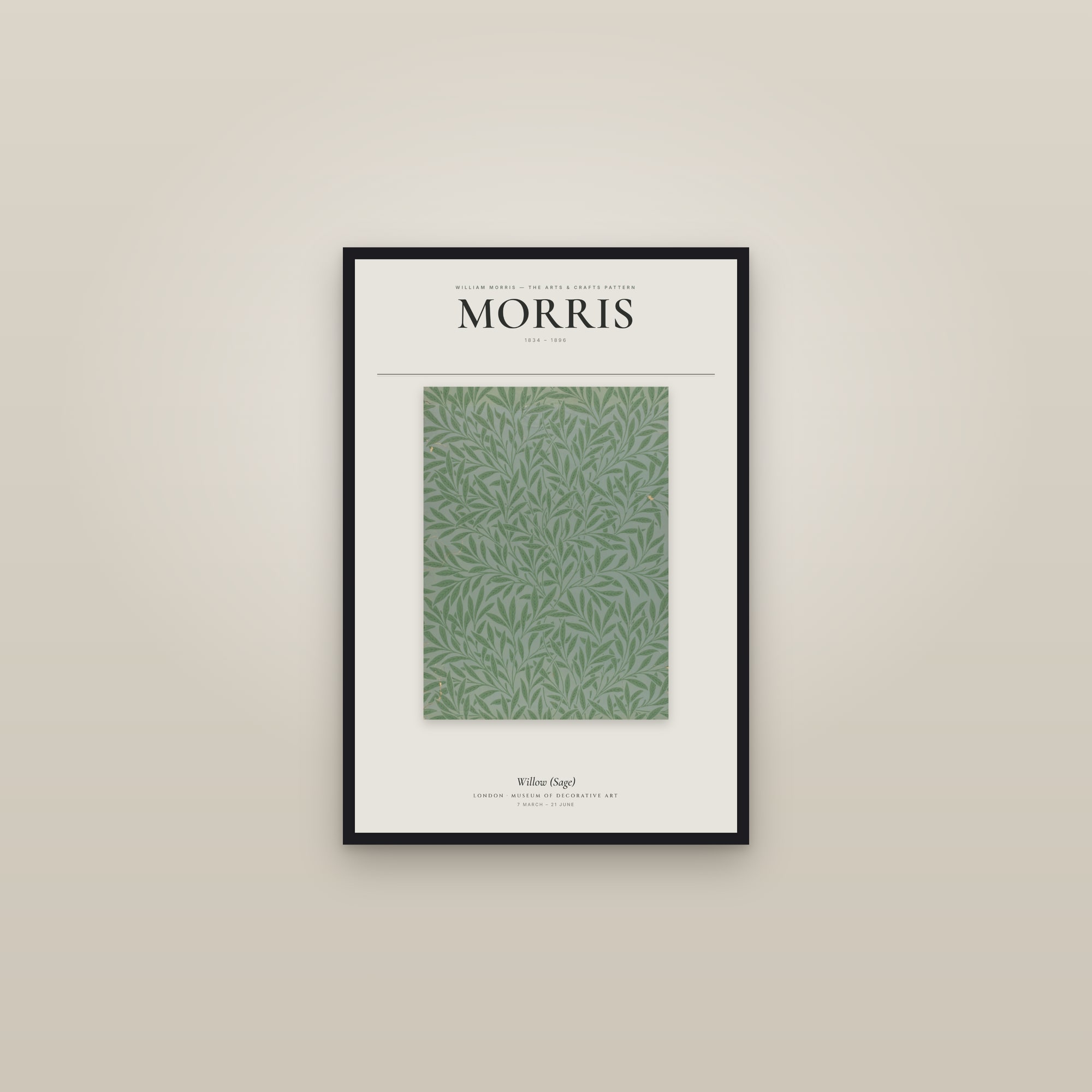 Willow (Sage) — Exhibition Poster — framed in a gallery setting